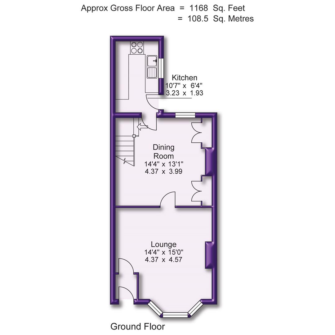 3 bed terraced house for sale in Conway Road, Sale - Property Floorplan