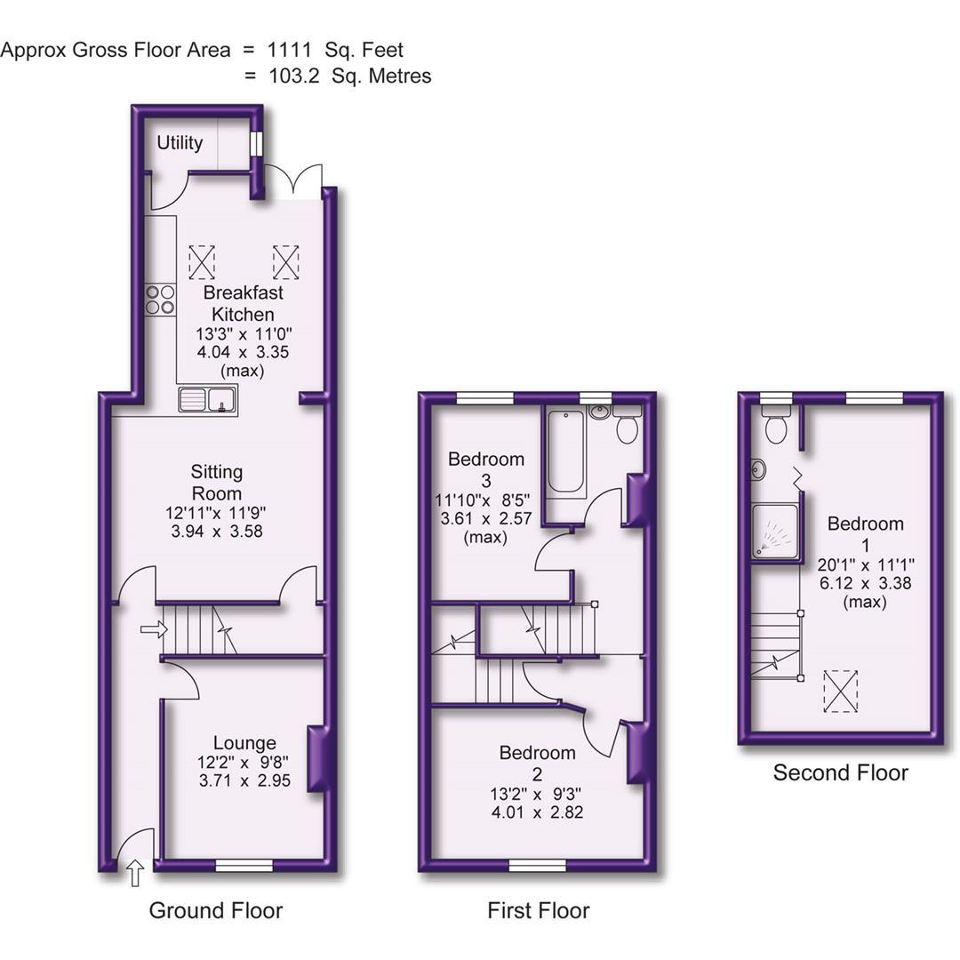 3 bed terraced house for sale in Woodfield Grove, Sale - Property Floorplan