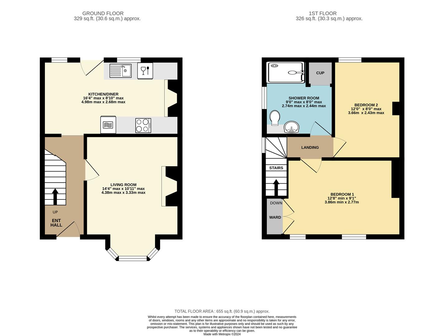 2 bed semi-detached house for sale in Lynn Road, King's Lynn - Property floorplan