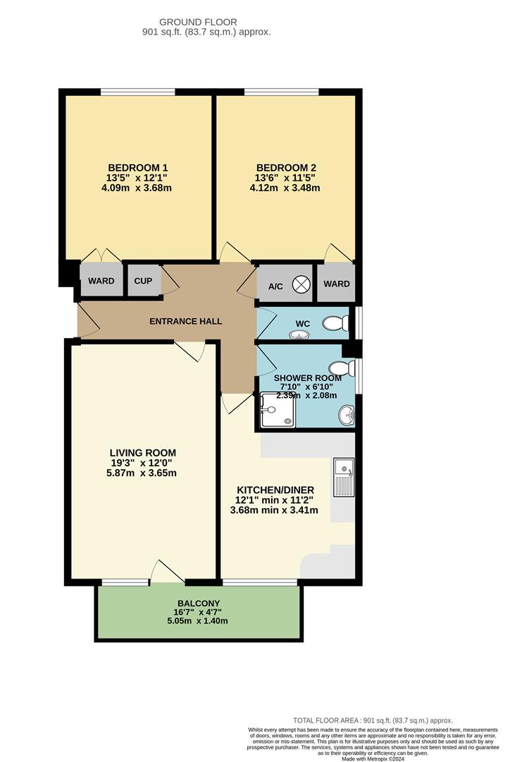 2 bed flat for sale in Northgate, Hunstanton - Property floorplan