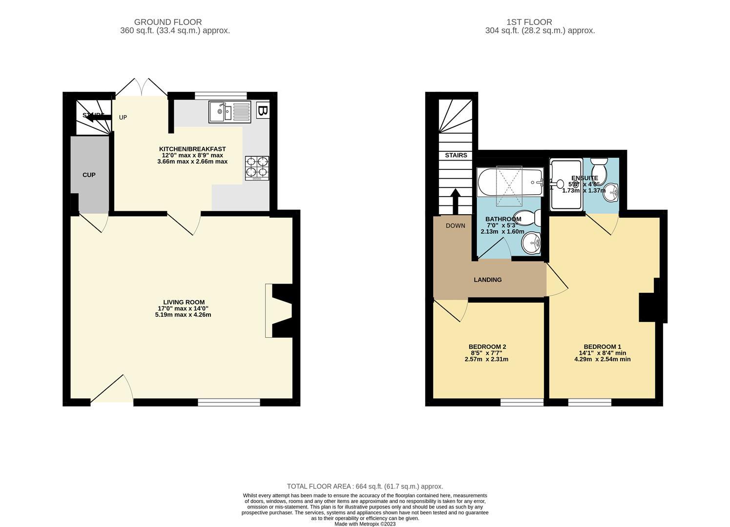 2 bed terraced house for sale in Pedlars Mews, King's Lynn - Property floorplan