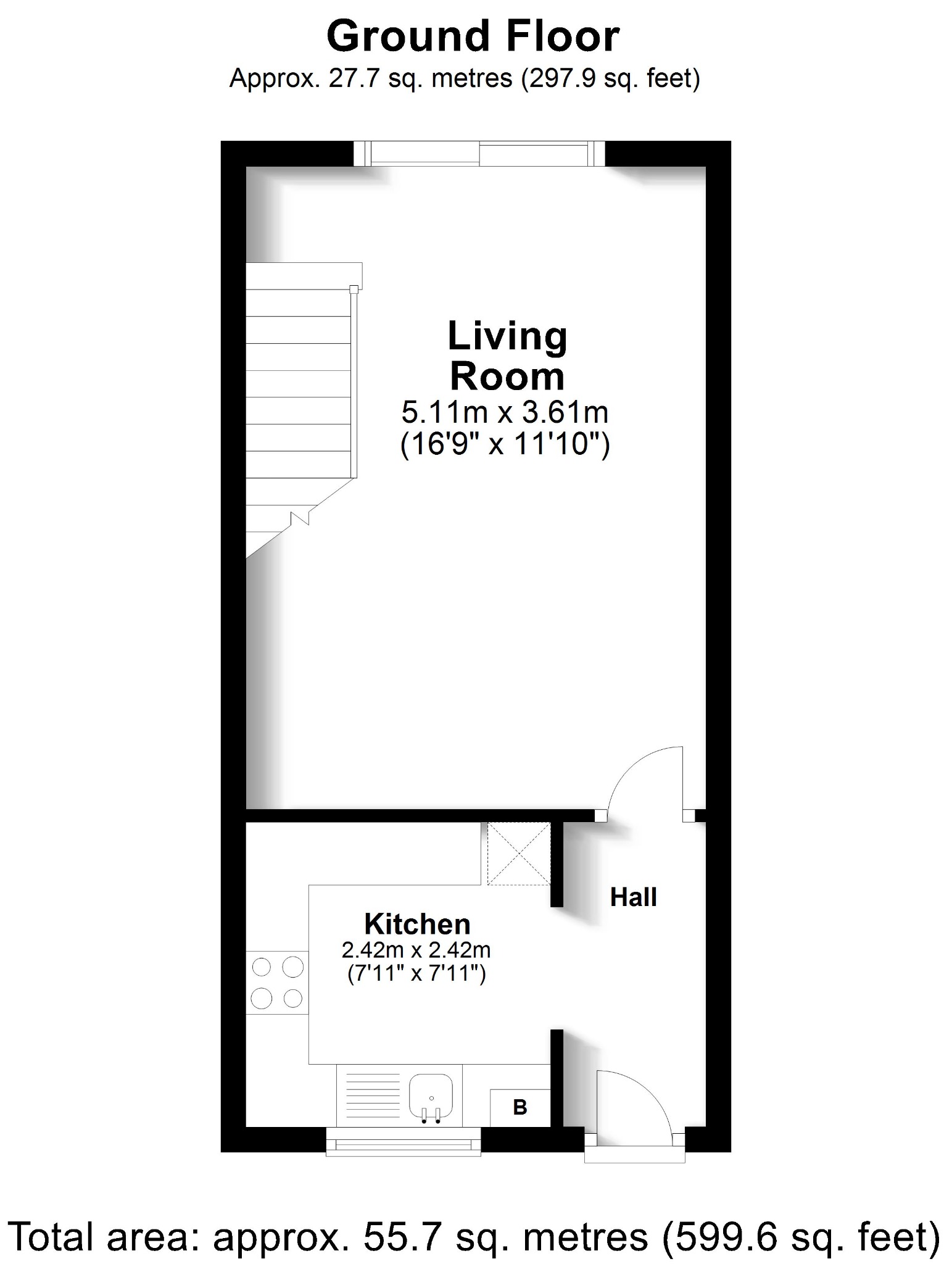 2 bed terraced house to rent, Fareham - Property floorplan