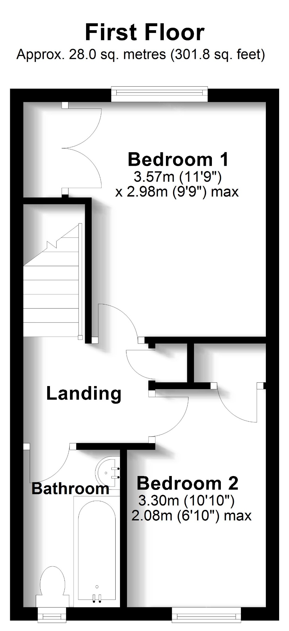 2 bed terraced house to rent, Fareham - Property floorplan