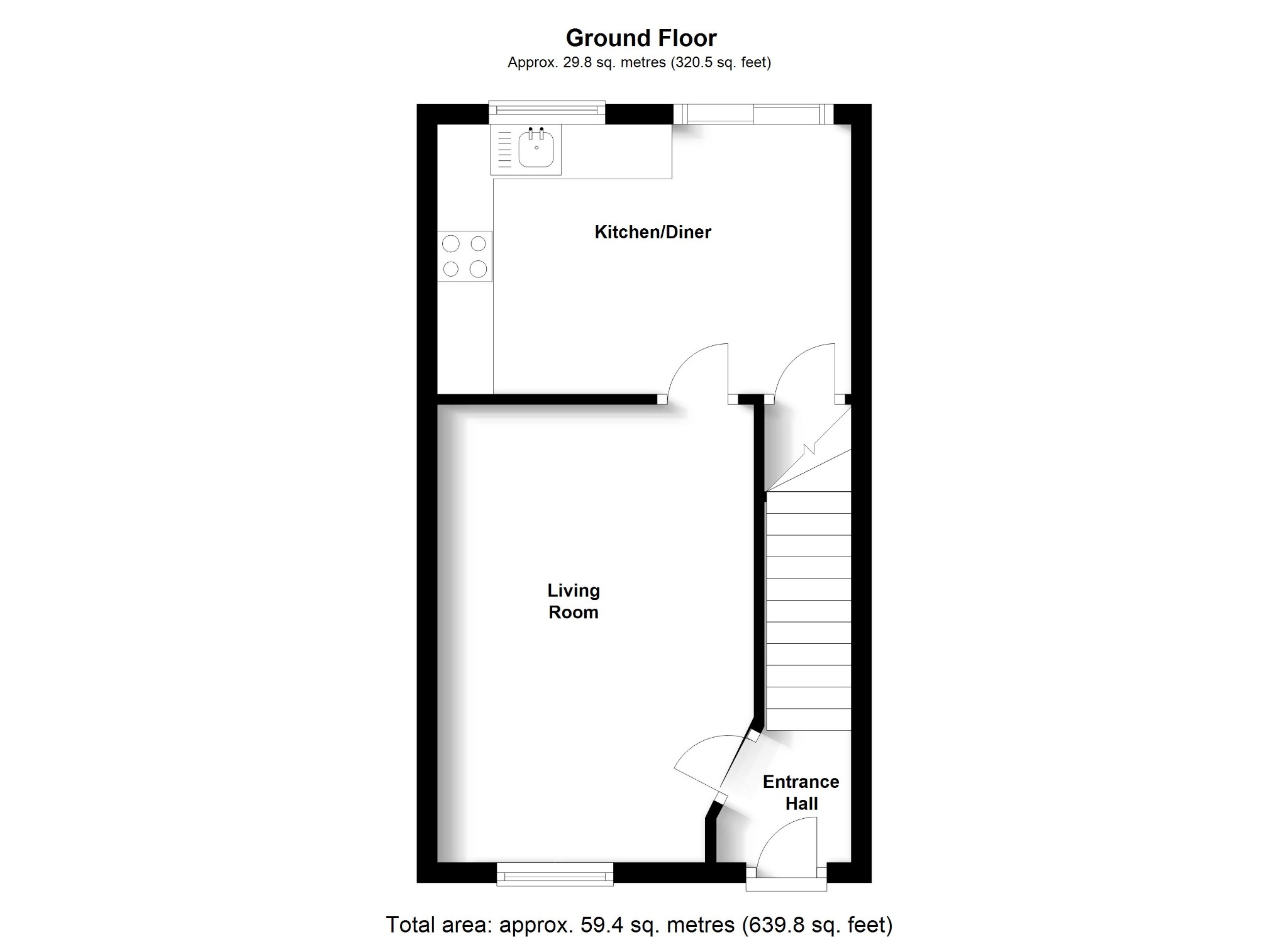 2 bed terraced house to rent in Rosemary Gardens, Fareham - Property floorplan