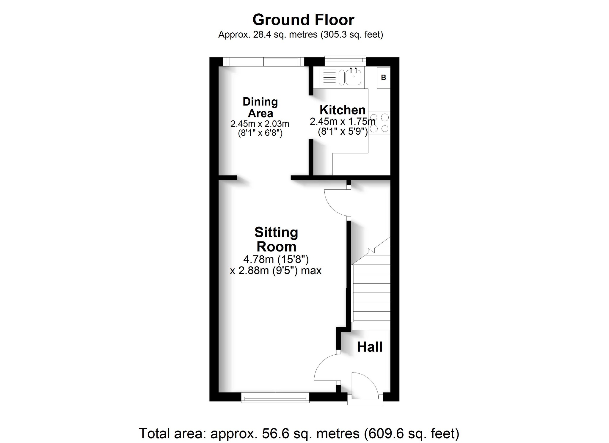 2 bed terraced house for sale in Sorrel Drive, Fareham - Property floorplan