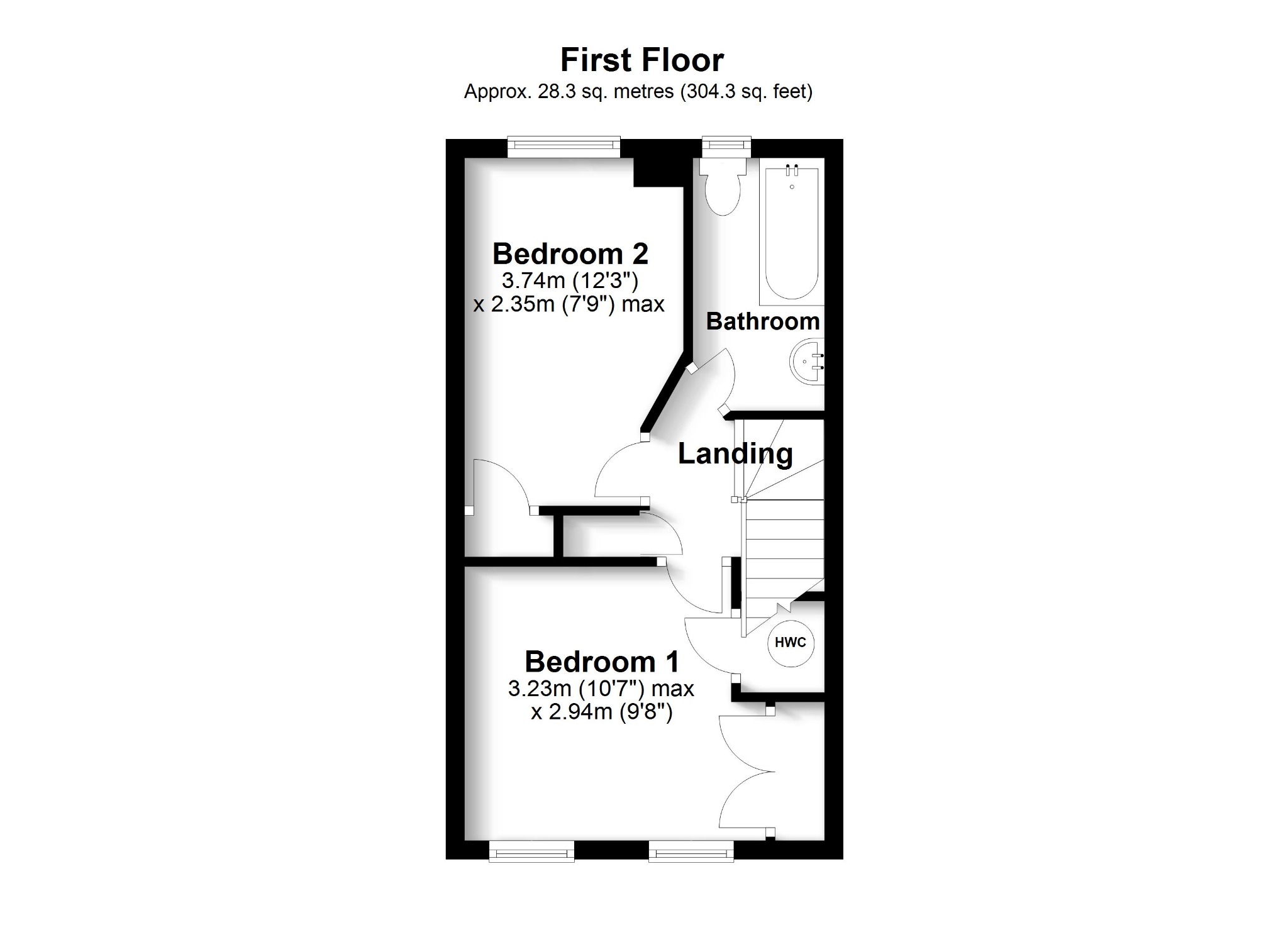 2 bed terraced house for sale in Sorrel Drive, Fareham - Property floorplan