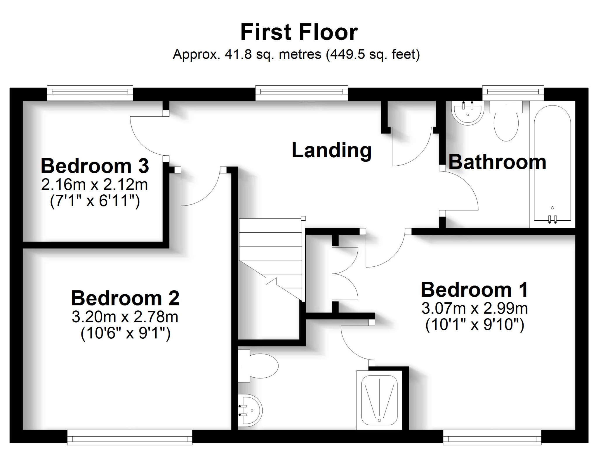 3 bed detached house to rent in Bluebell Way, Fareham - Property floorplan