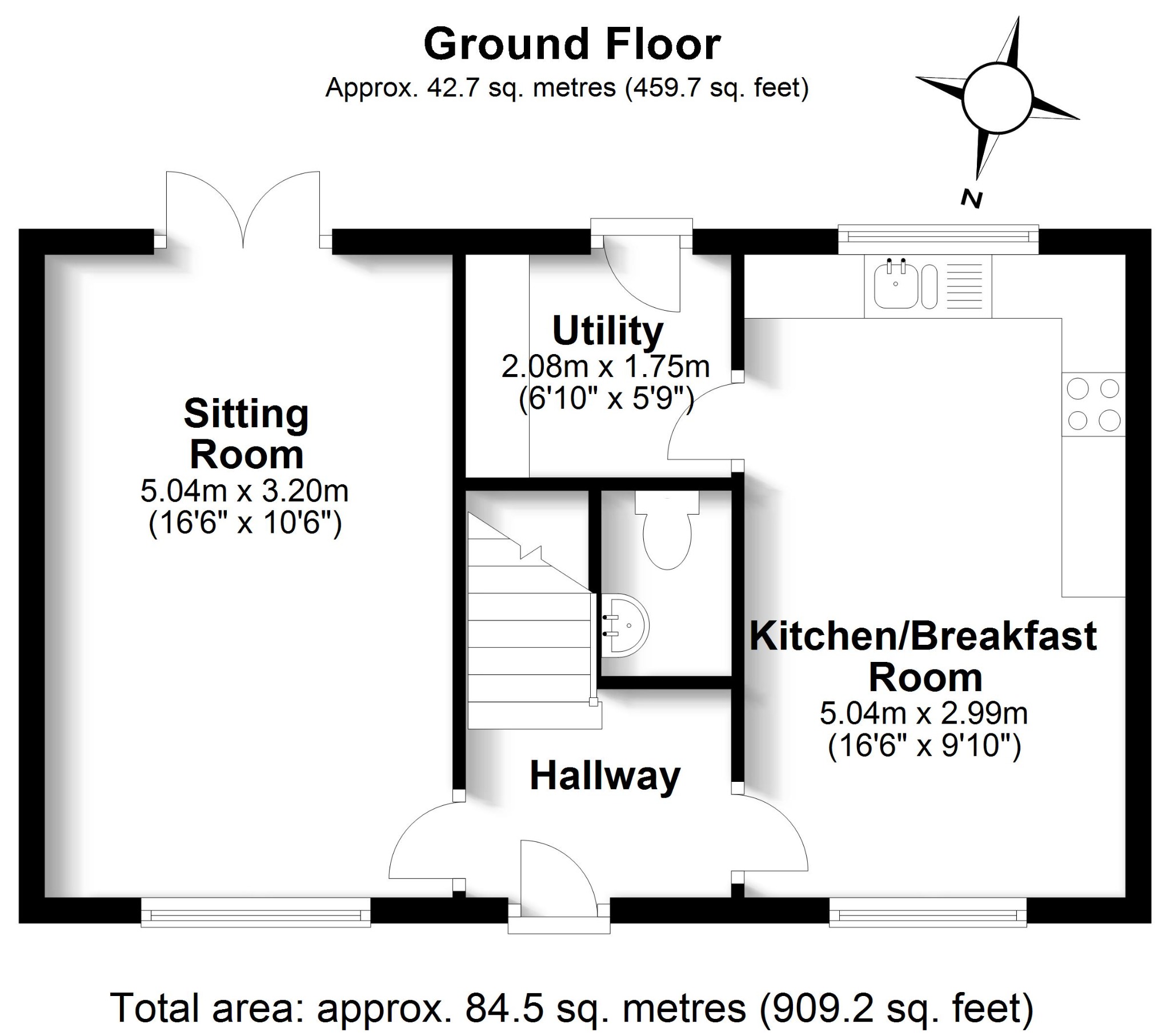 3 bed detached house to rent in Bluebell Way, Fareham - Property floorplan