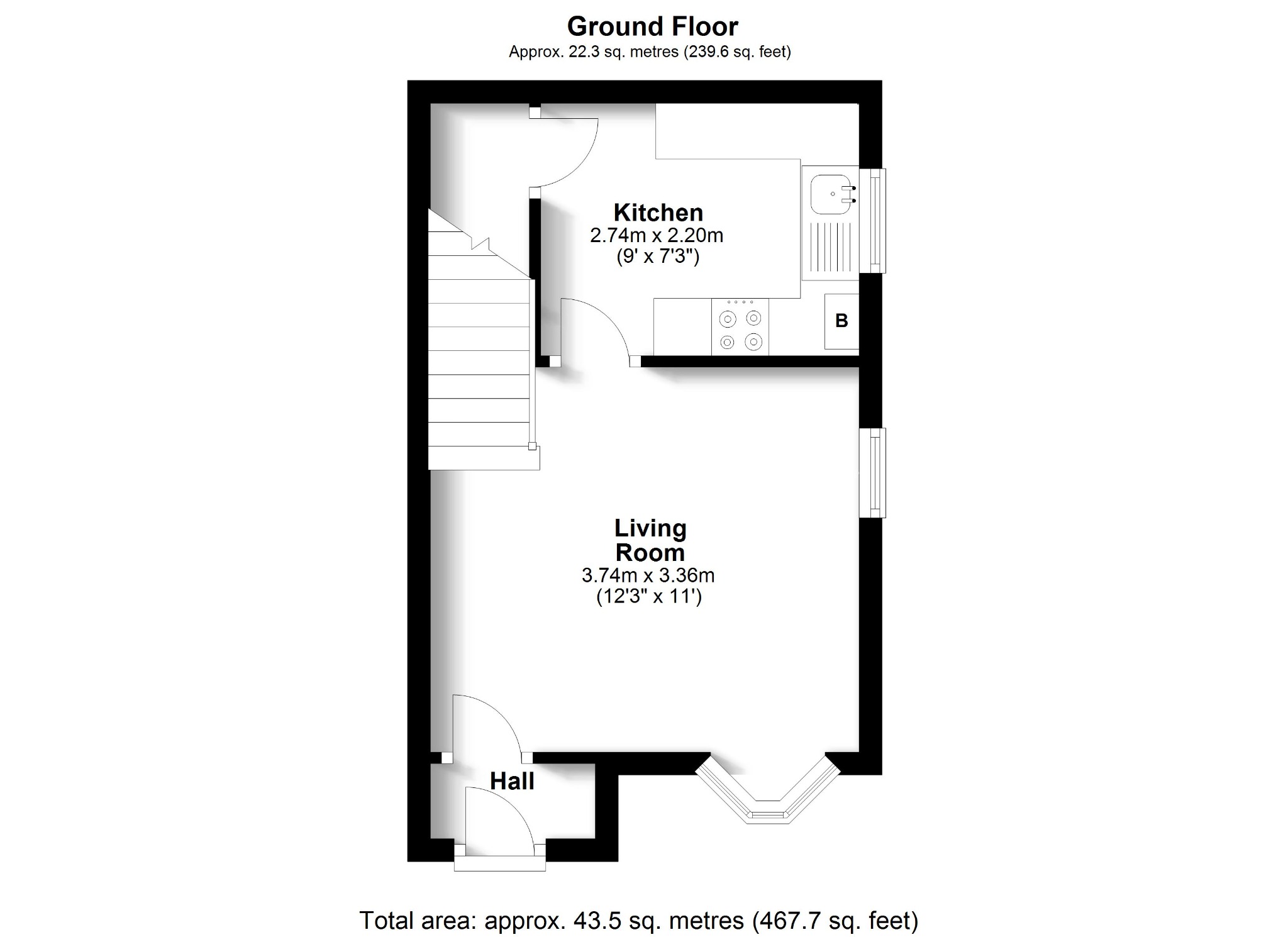 1 bed end of terrace house to rent in Suffolk Drive, Fareham - Property floorplan