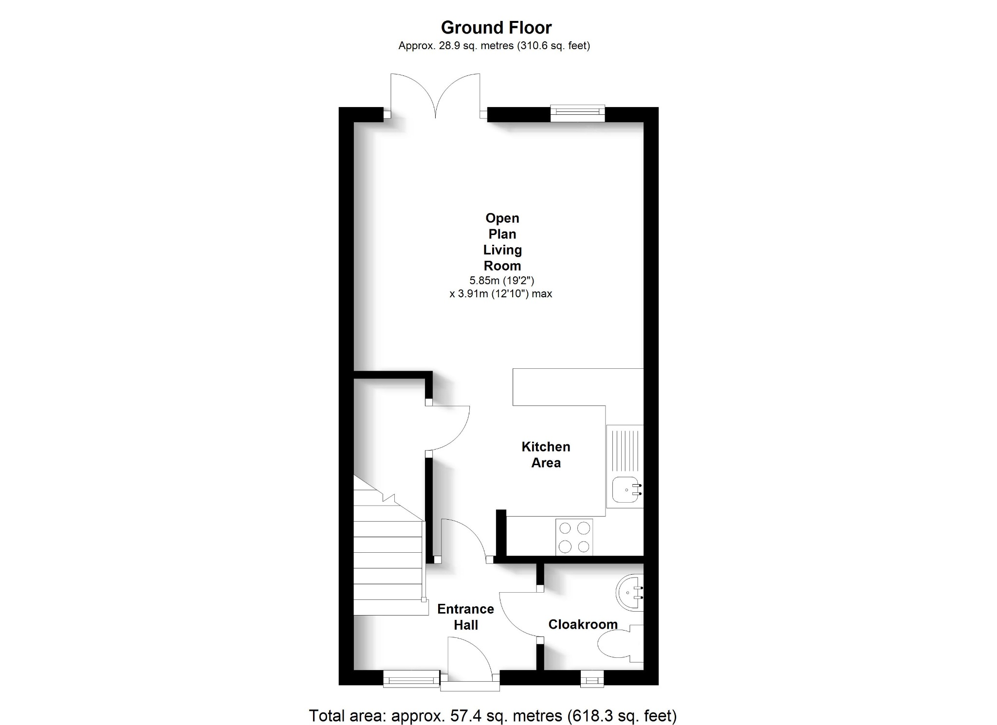 2 bed house to rent in Branewick Close, Fareham - Property floorplan