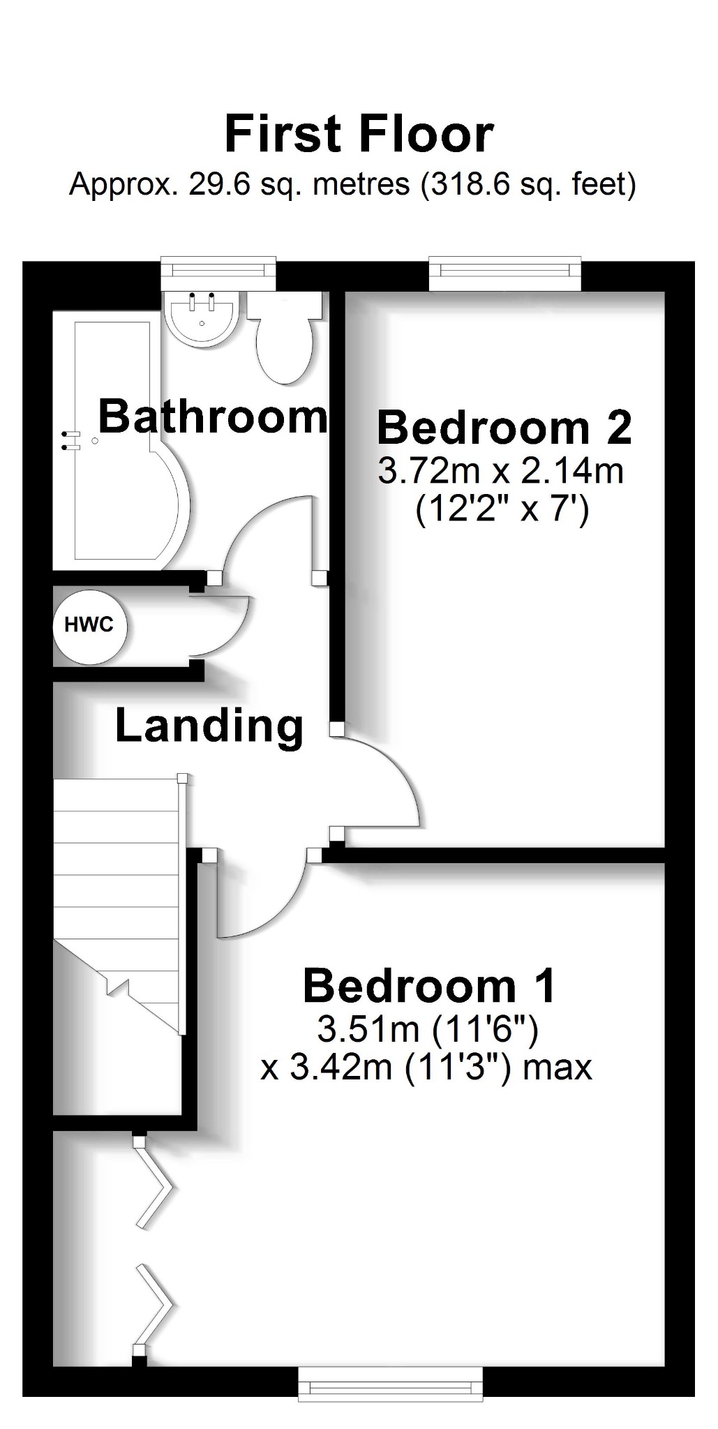 2 bed terraced house for sale in Clydesdale Road, Fareham - Property floorplan