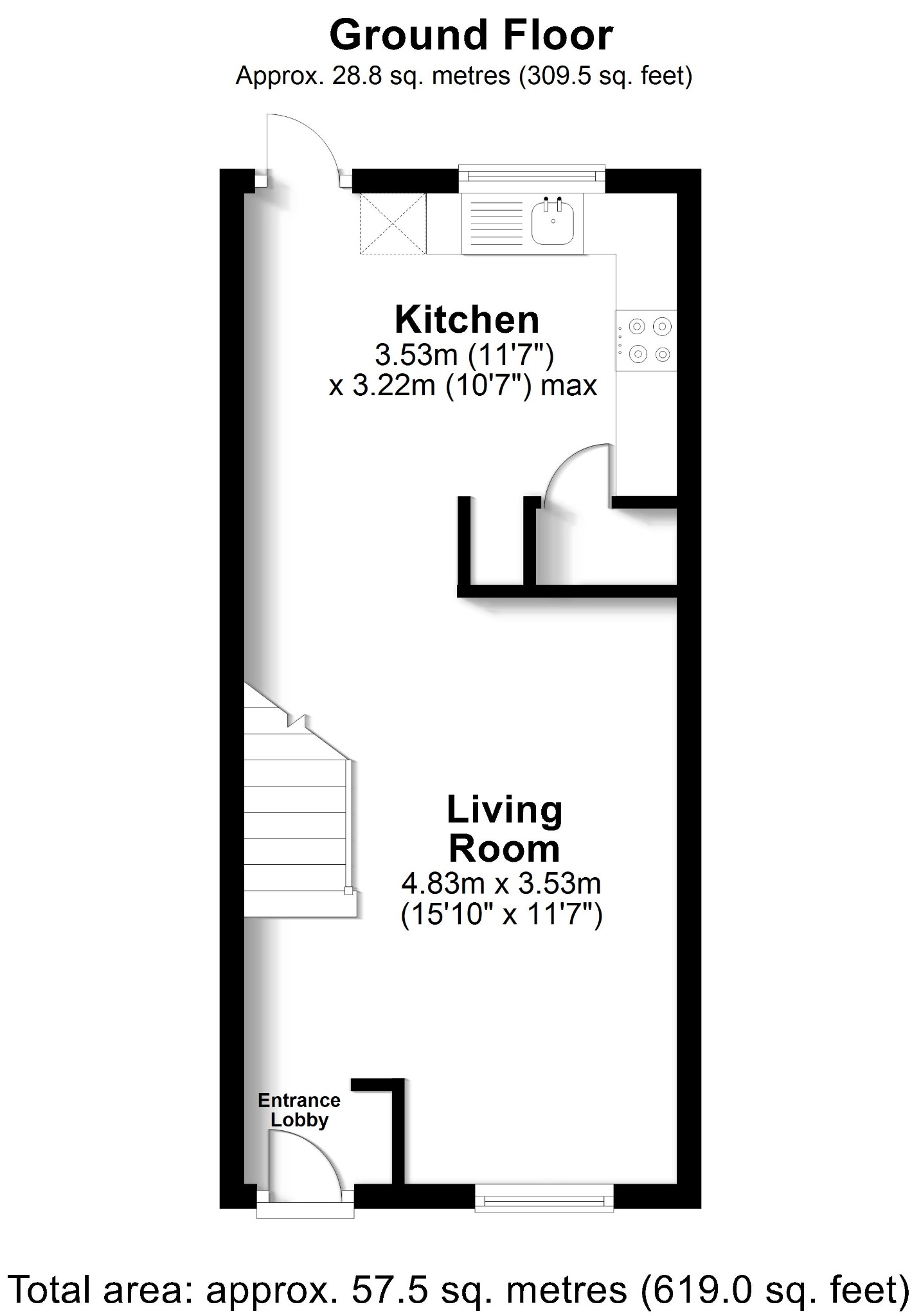 2 bed terraced house for sale in Primrose Way, Southampton - Property floorplan