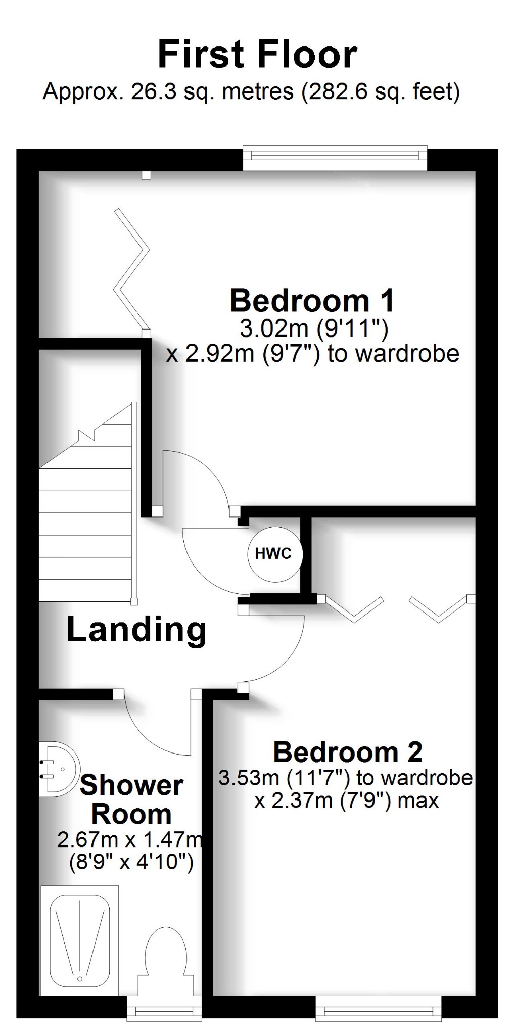 2 bed semi-detached house for sale in Wheatlands, Fareham - Property floorplan