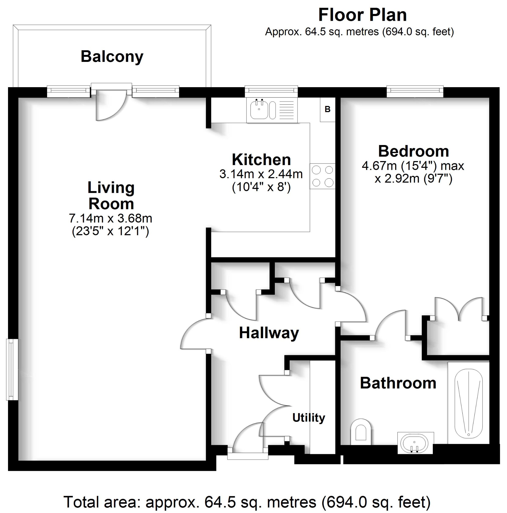 1 bed retirement property for sale in Meadow Avenue, Southampton - Property floorplan