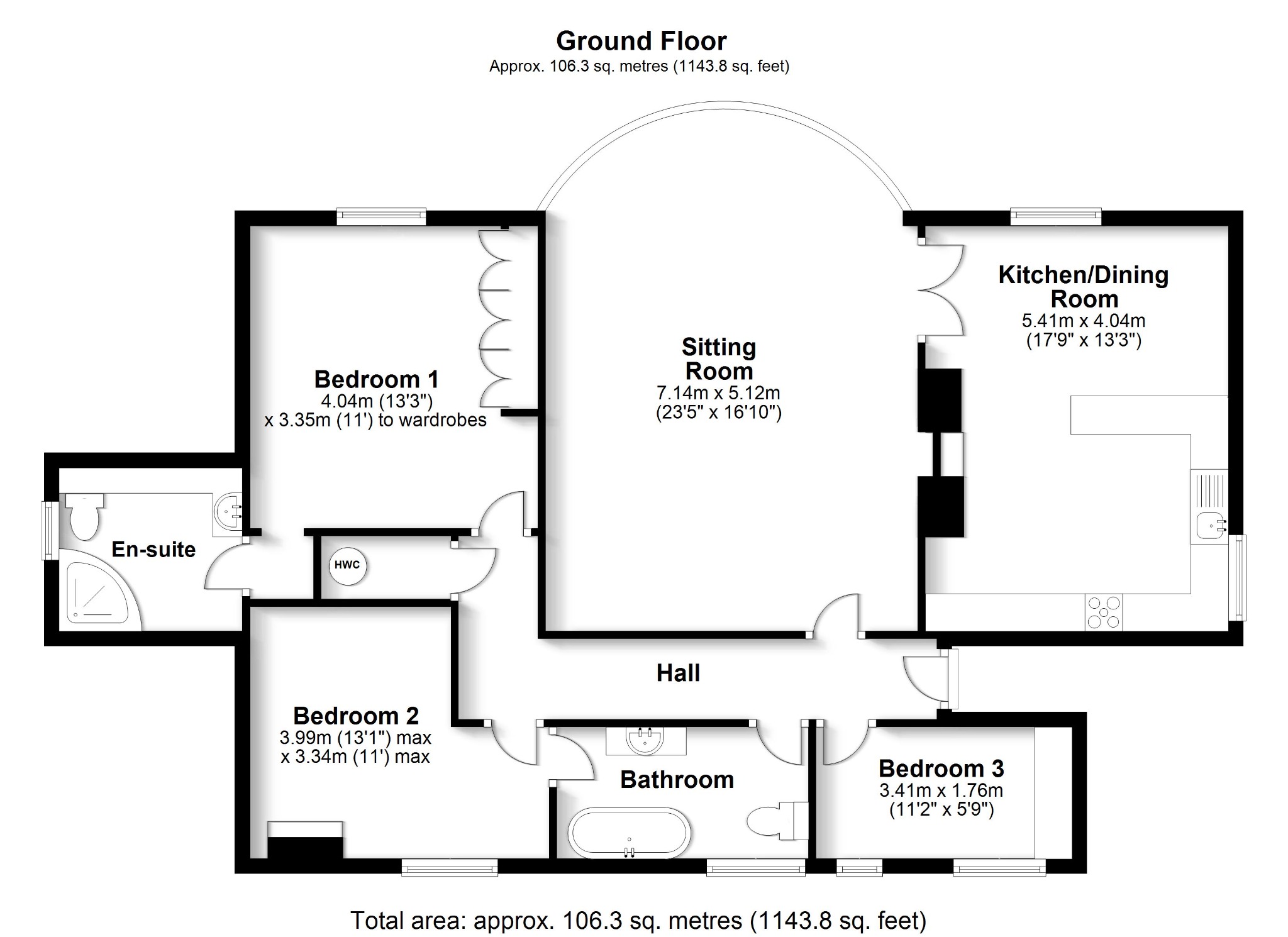 3 bed flat for sale in Abshot Road, Fareham - Property floorplan