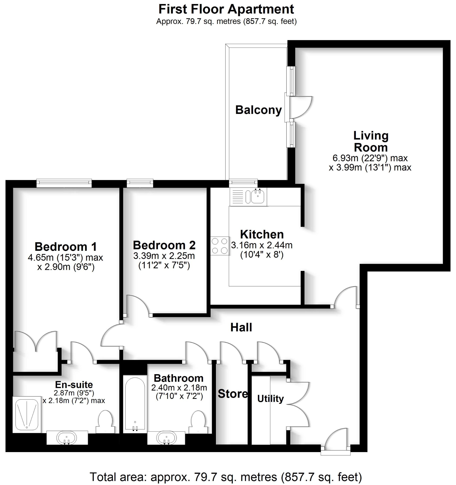 2 bed retirement property for sale in Hamilton Road, Southampton - Property floorplan