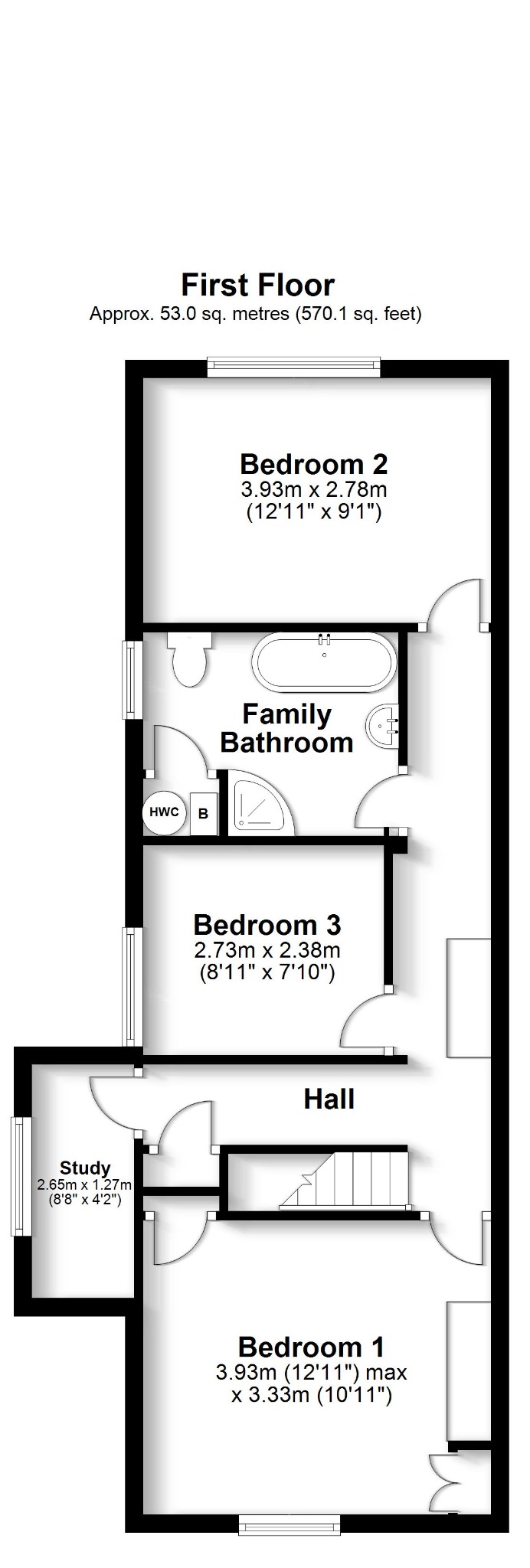 3 bed semi-detached house for sale in Warsash Road, Southampton - Property floorplan