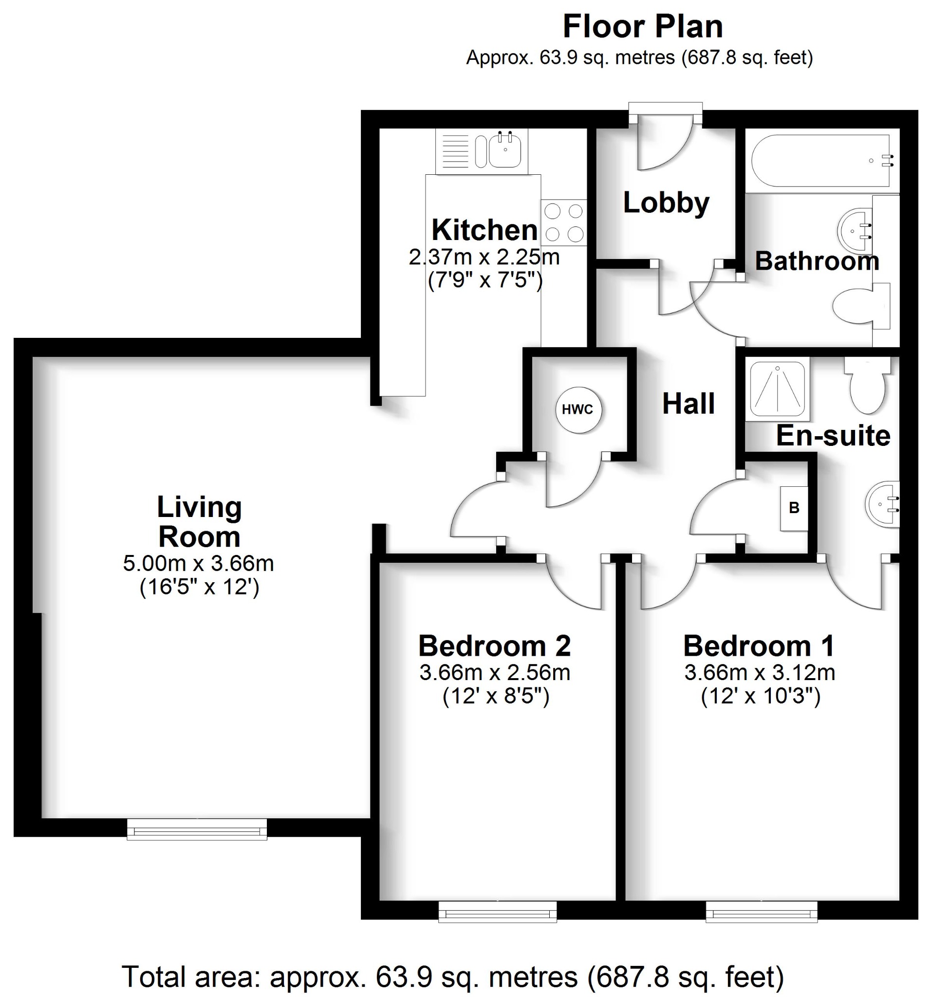 2 bed ground floor flat for sale in Heath Road, Southampton - Property floorplan