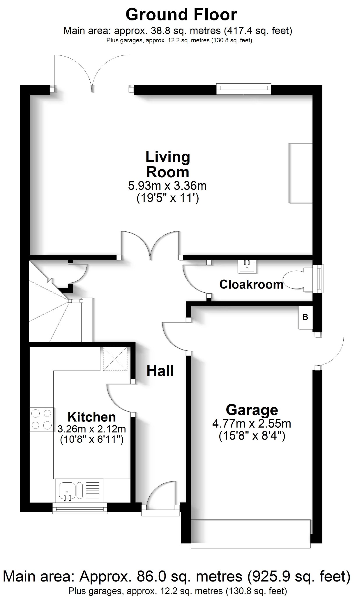 3 bed semi-detached house for sale in Hill Croft, Fareham - Property floorplan