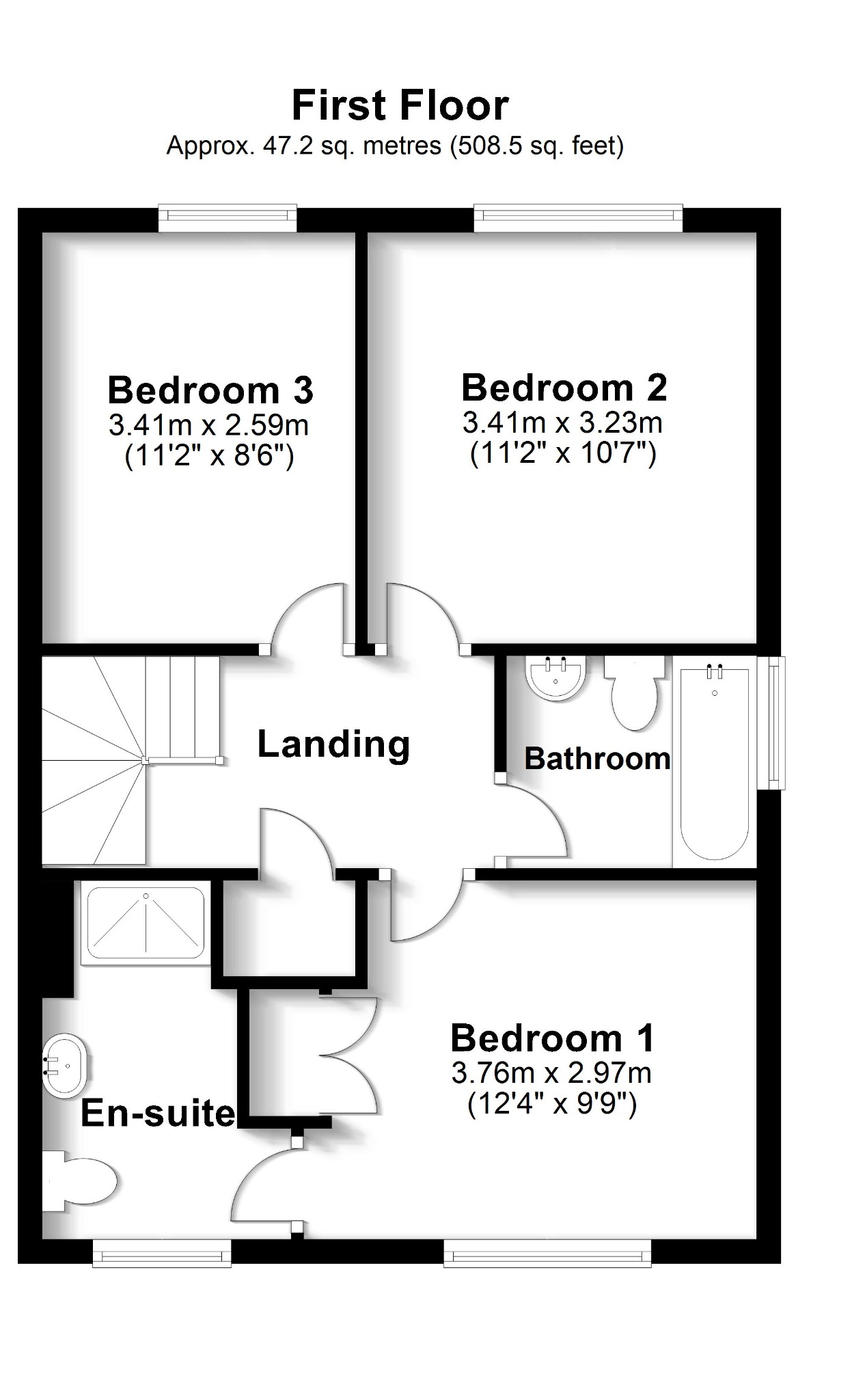 3 bed semi-detached house for sale in Hill Croft, Fareham - Property floorplan