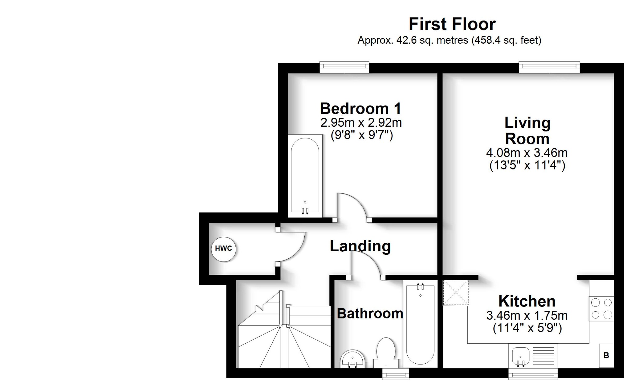 2 bed terraced house for sale in New Inn Court, Southampton - Property floorplan