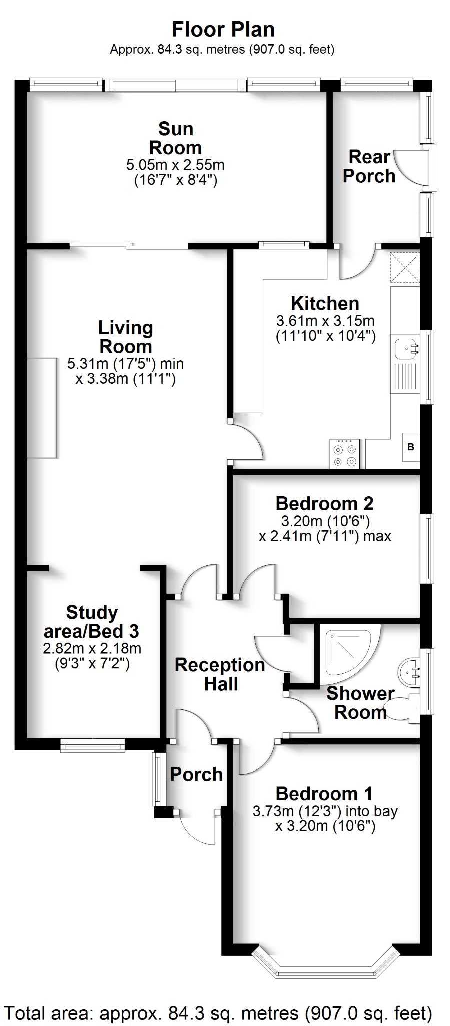 2 bed semi-detached bungalow for sale in Home Rule Road, Southampton - Property floorplan