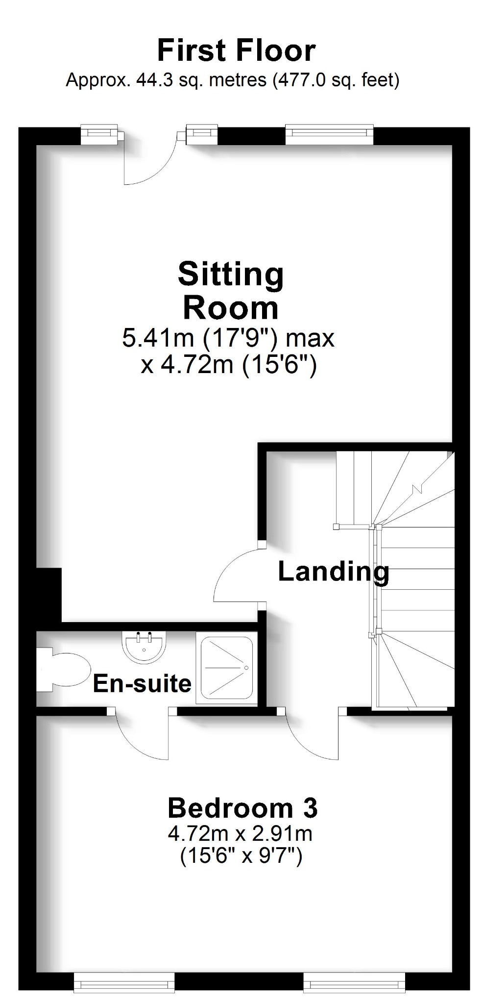 3 bed town house for sale in Blake Close, Fareham - Property floorplan