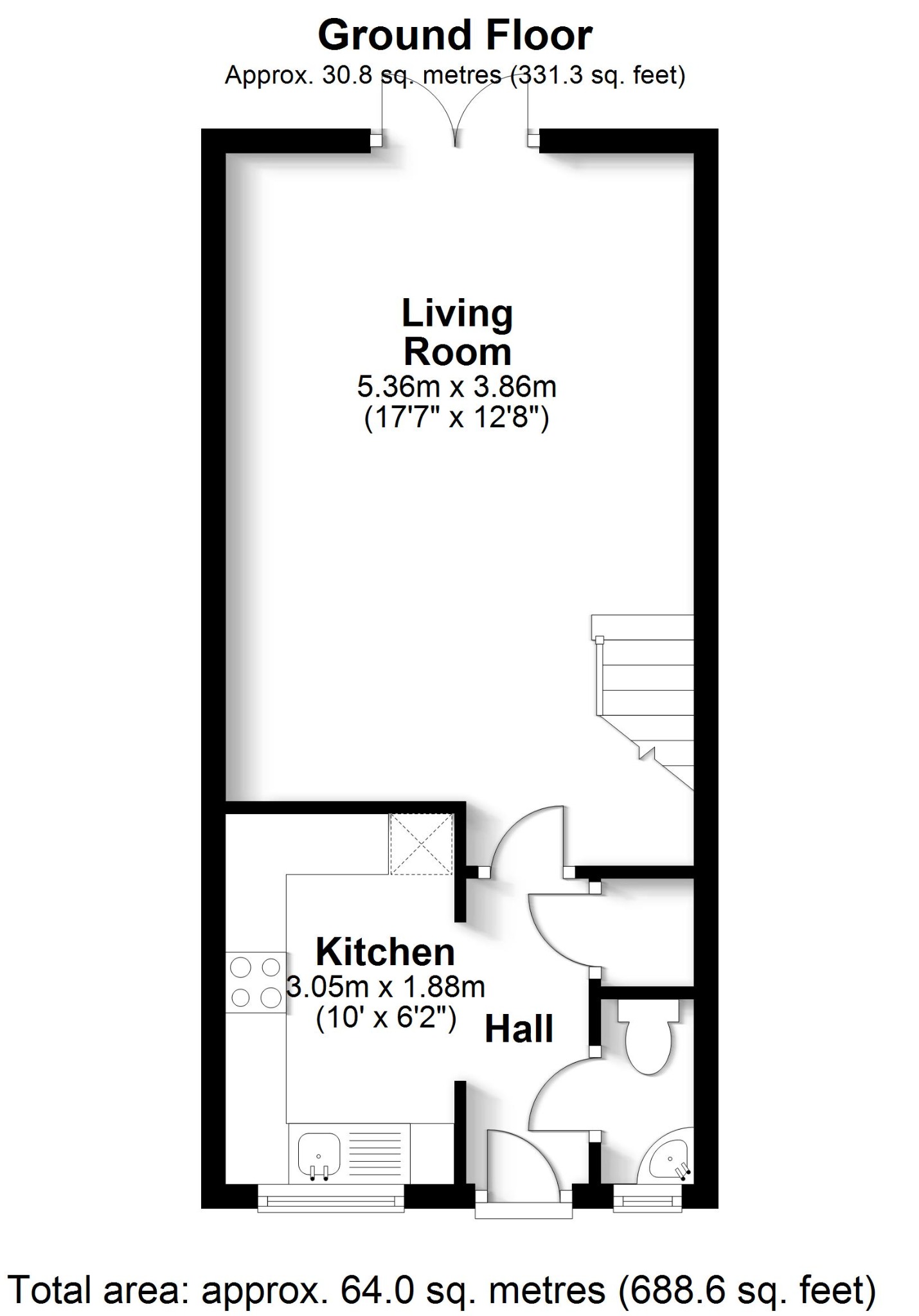 2 bed terraced house for sale in Thyme Avenue, Fareham - Property floorplan