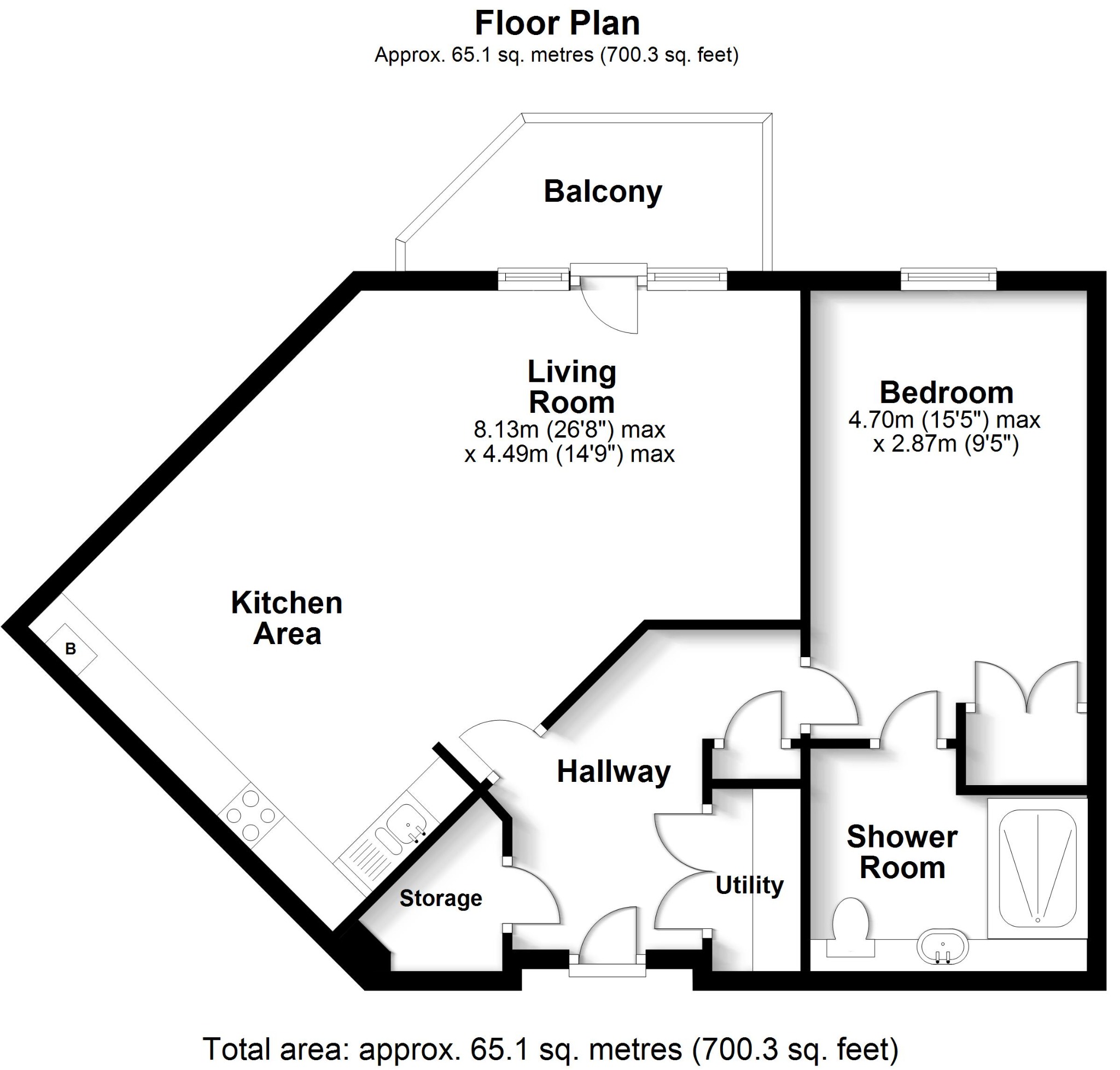 1 bed flat for sale in Hamilton Road, Southampton - Property floorplan