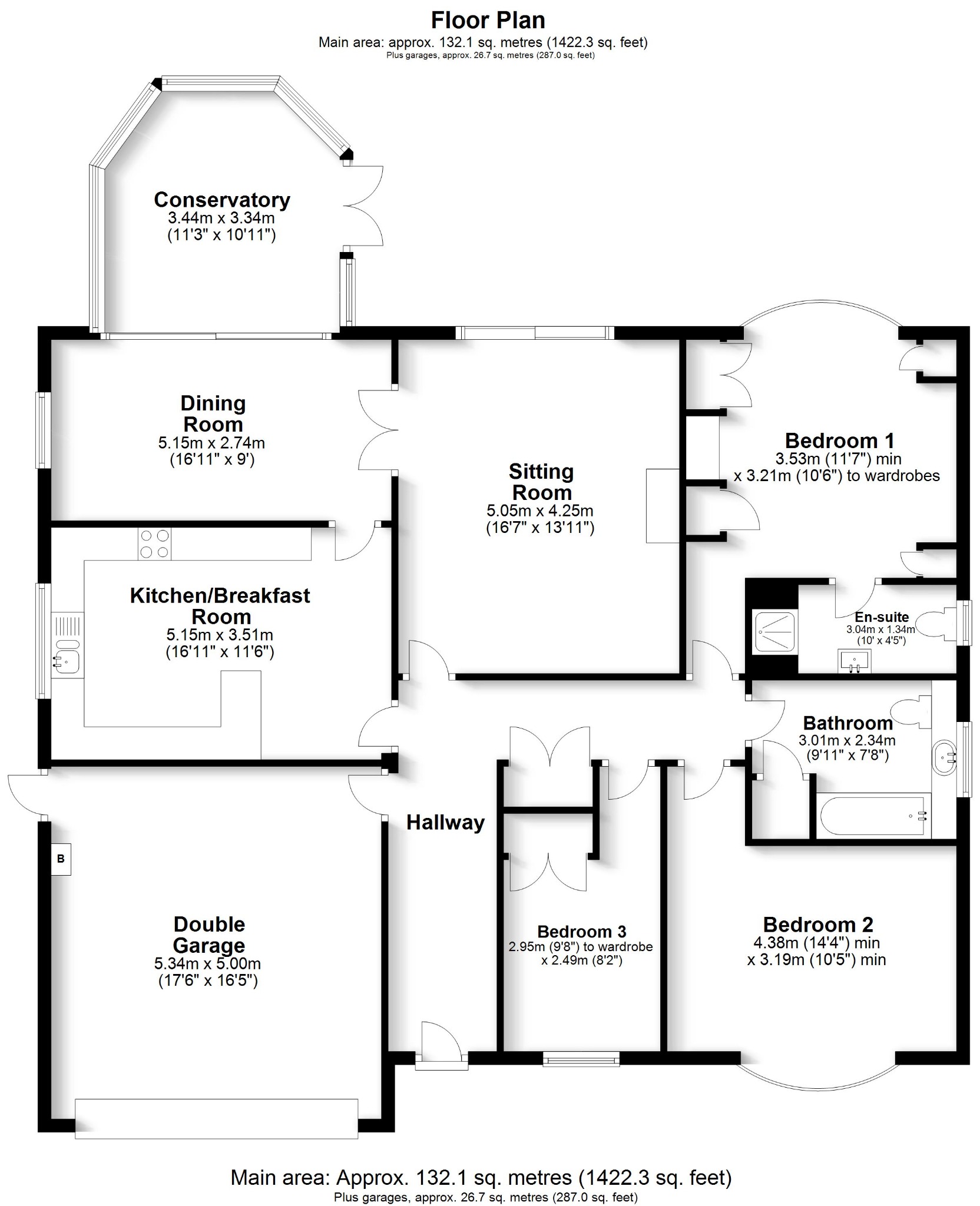 3 bed detached bungalow for sale in Orwell Crescent, Fareham - Property floorplan