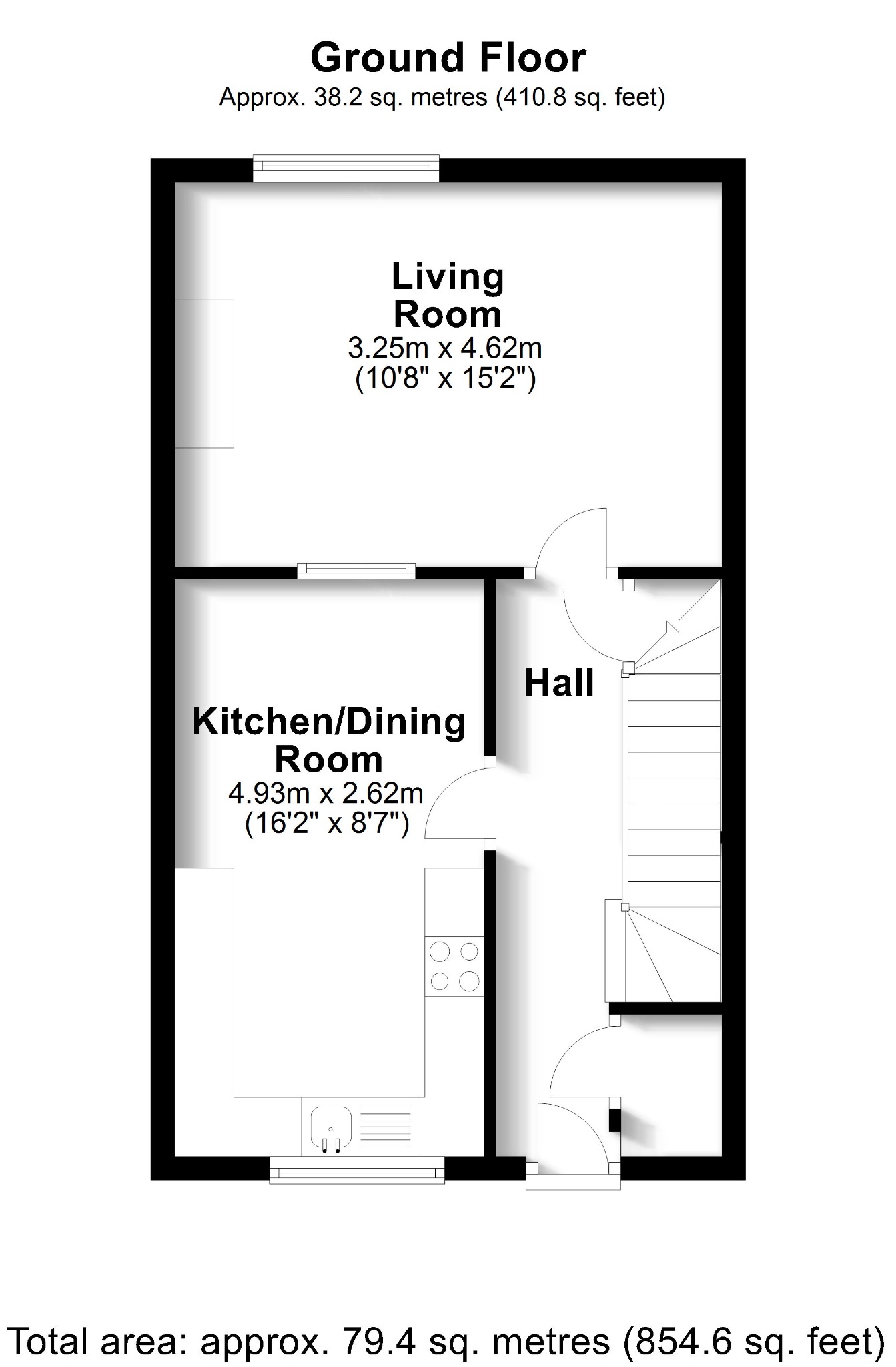 3 bed maisonette for sale in Homer Close, Gosport - Property floorplan