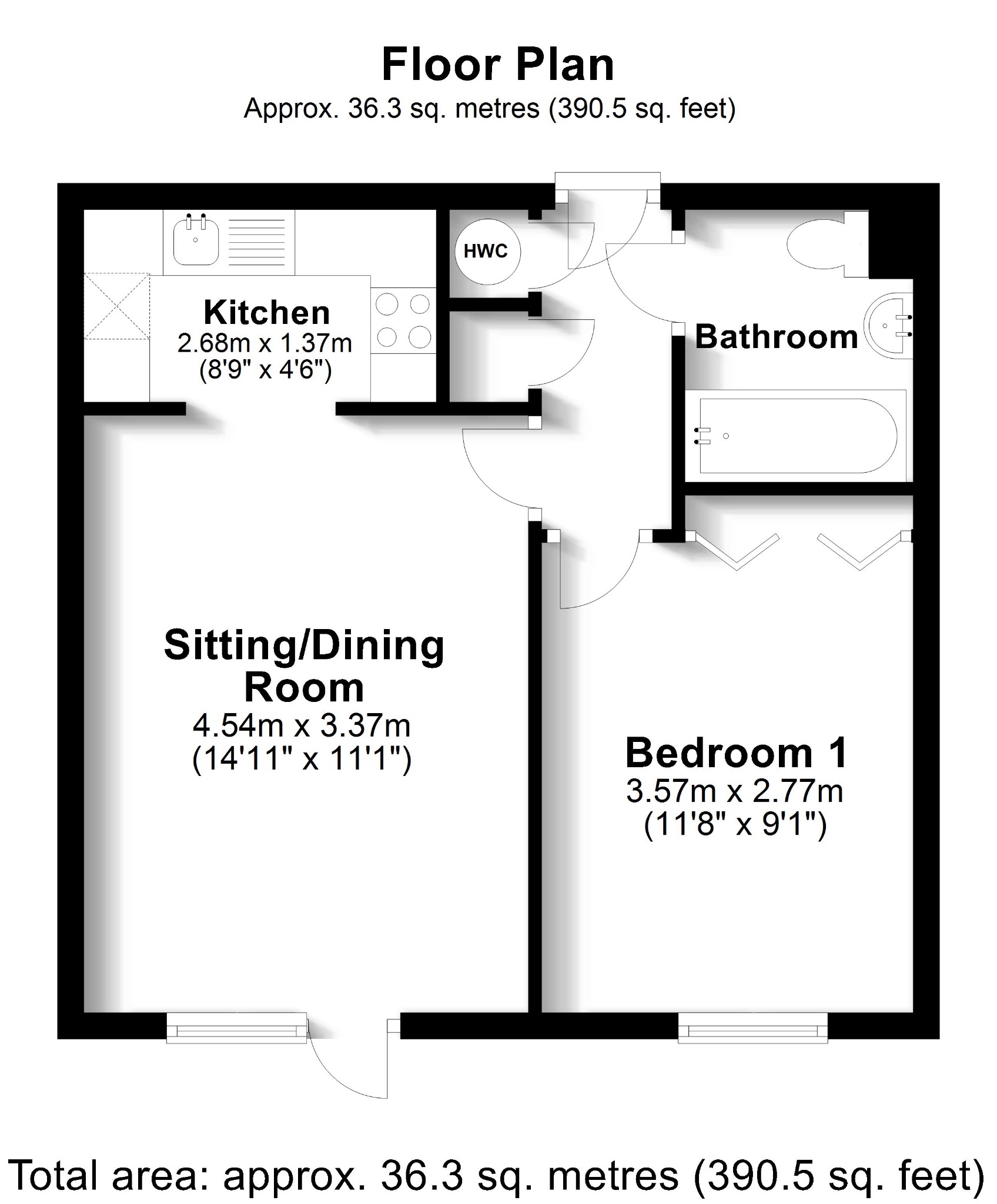 1 bed retirement property for sale in Old Common Gardens, Southampton - Property floorplan