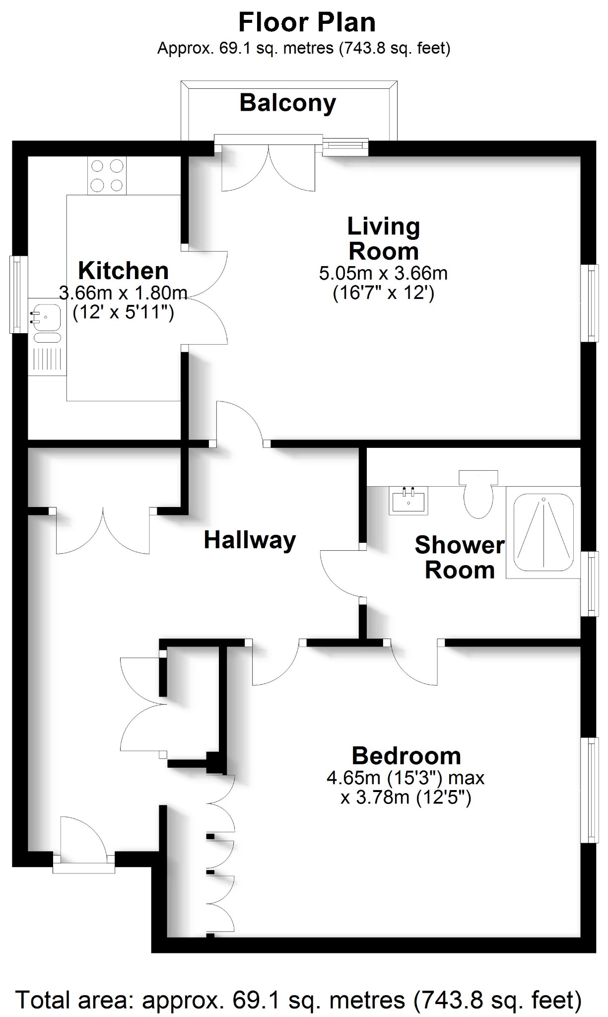 1 bed retirement property for sale in Walter Lane, Eastleigh - Property floorplan