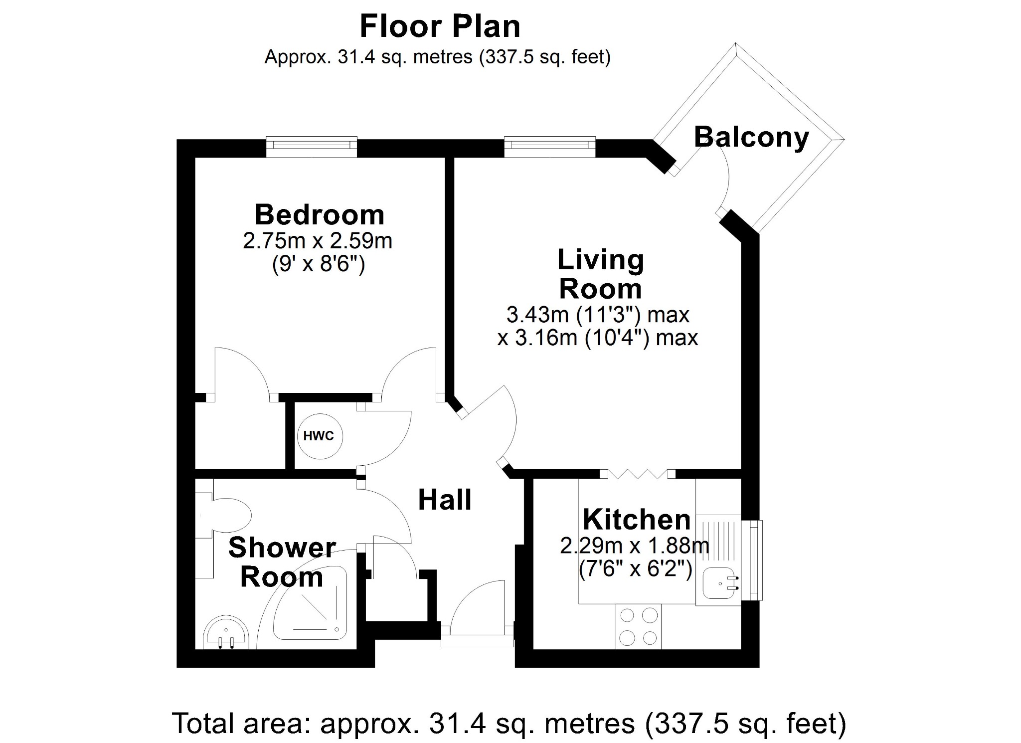 1 bed retirement property for sale in Linden Court, Southampton - Property floorplan