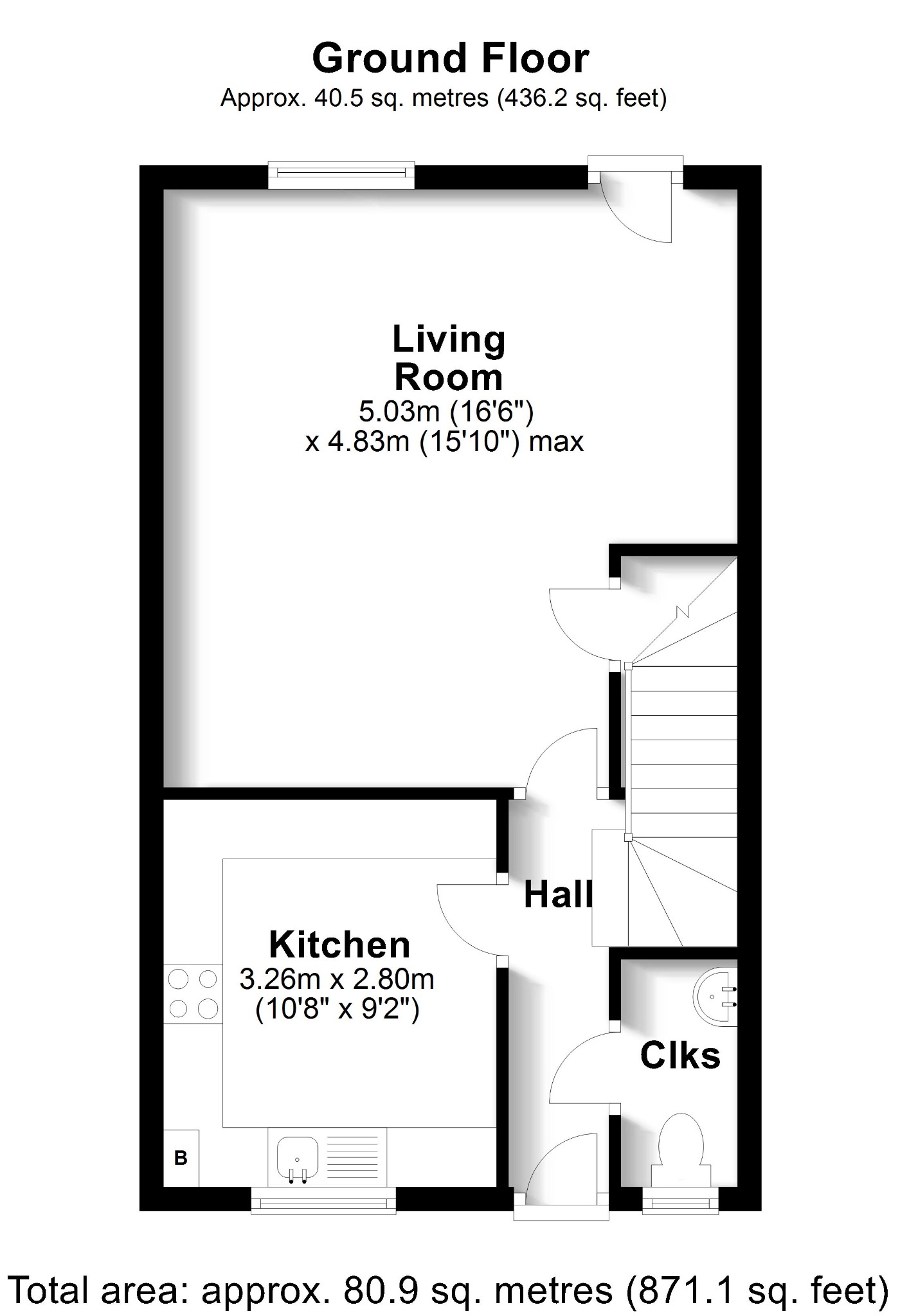 3 bed end of terrace house for sale in Clydesdale Road, Fareham - Property floorplan