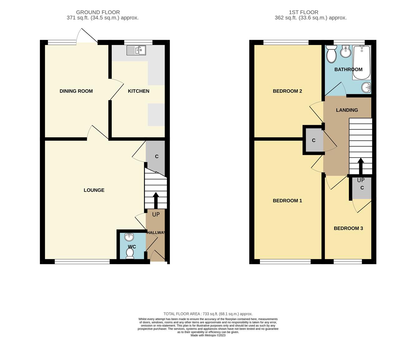 3 bed terraced house for sale - Property floorplan