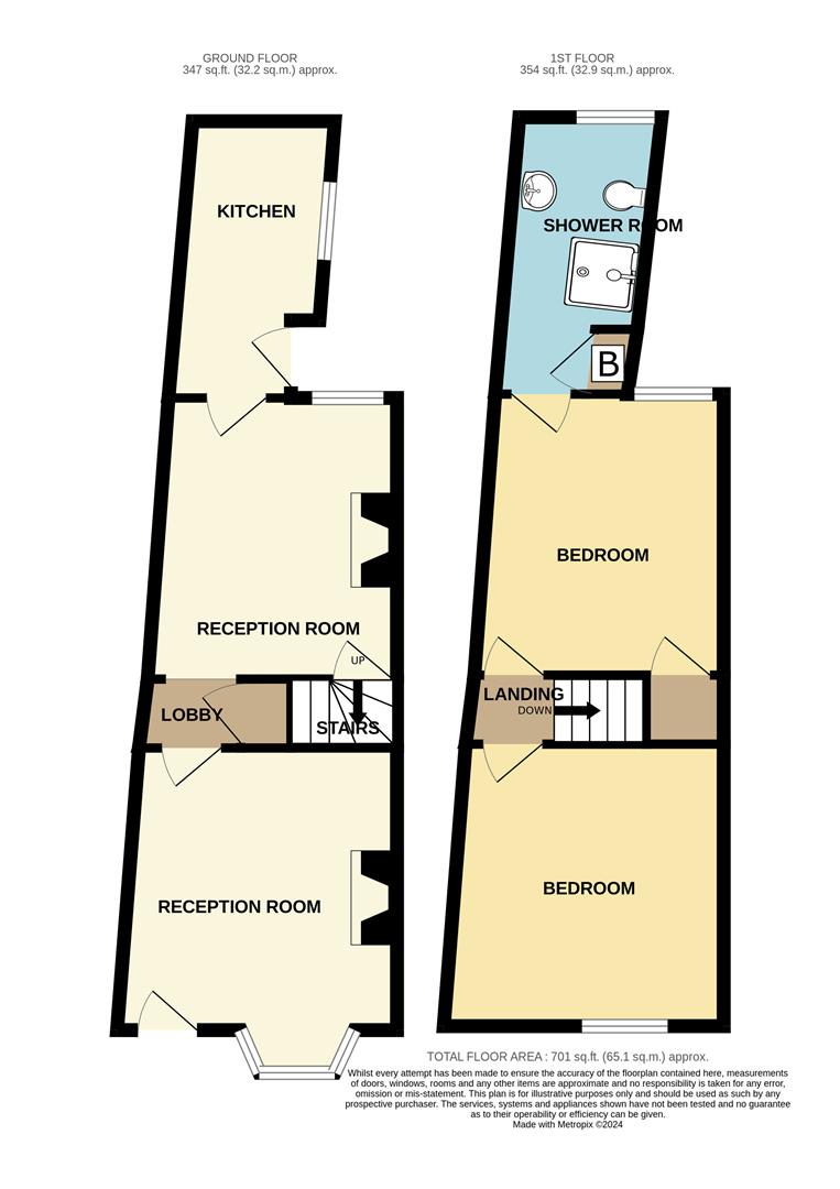 2 bed terraced house for sale - Property floorplan