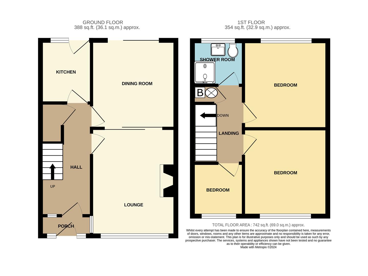 3 bed semi-detached house for sale in Cobham Road, Halesowen - Property floorplan