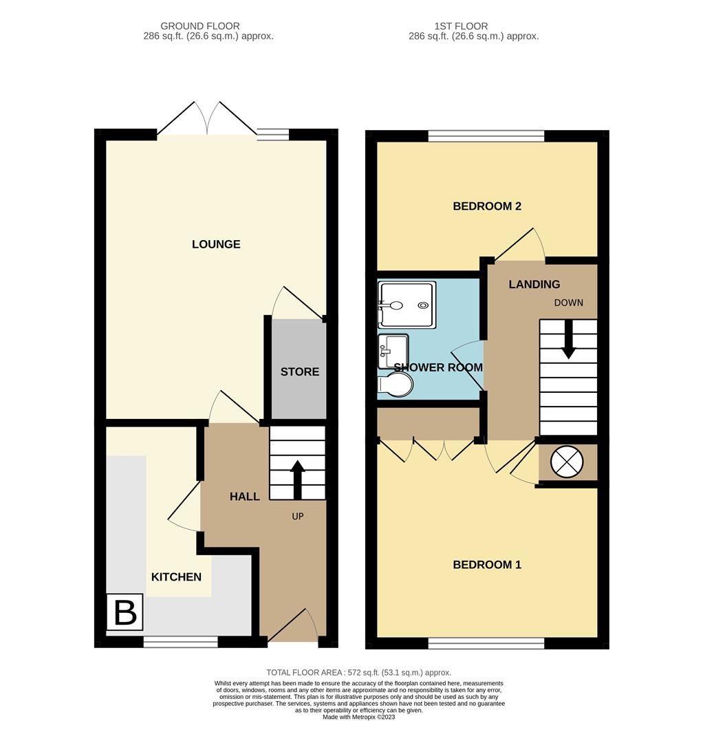 2 bed terraced house for sale in Hammersley Close, Halesowen - Property floorplan