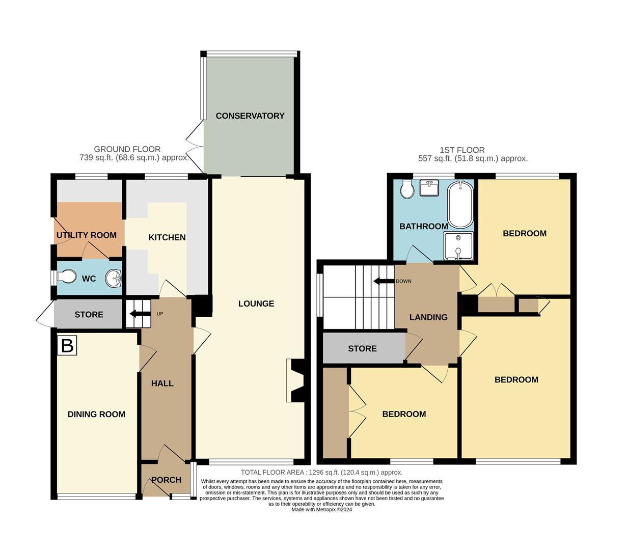 3 bed semi-detached house for sale in Two Gates, Halesowen - Property floorplan