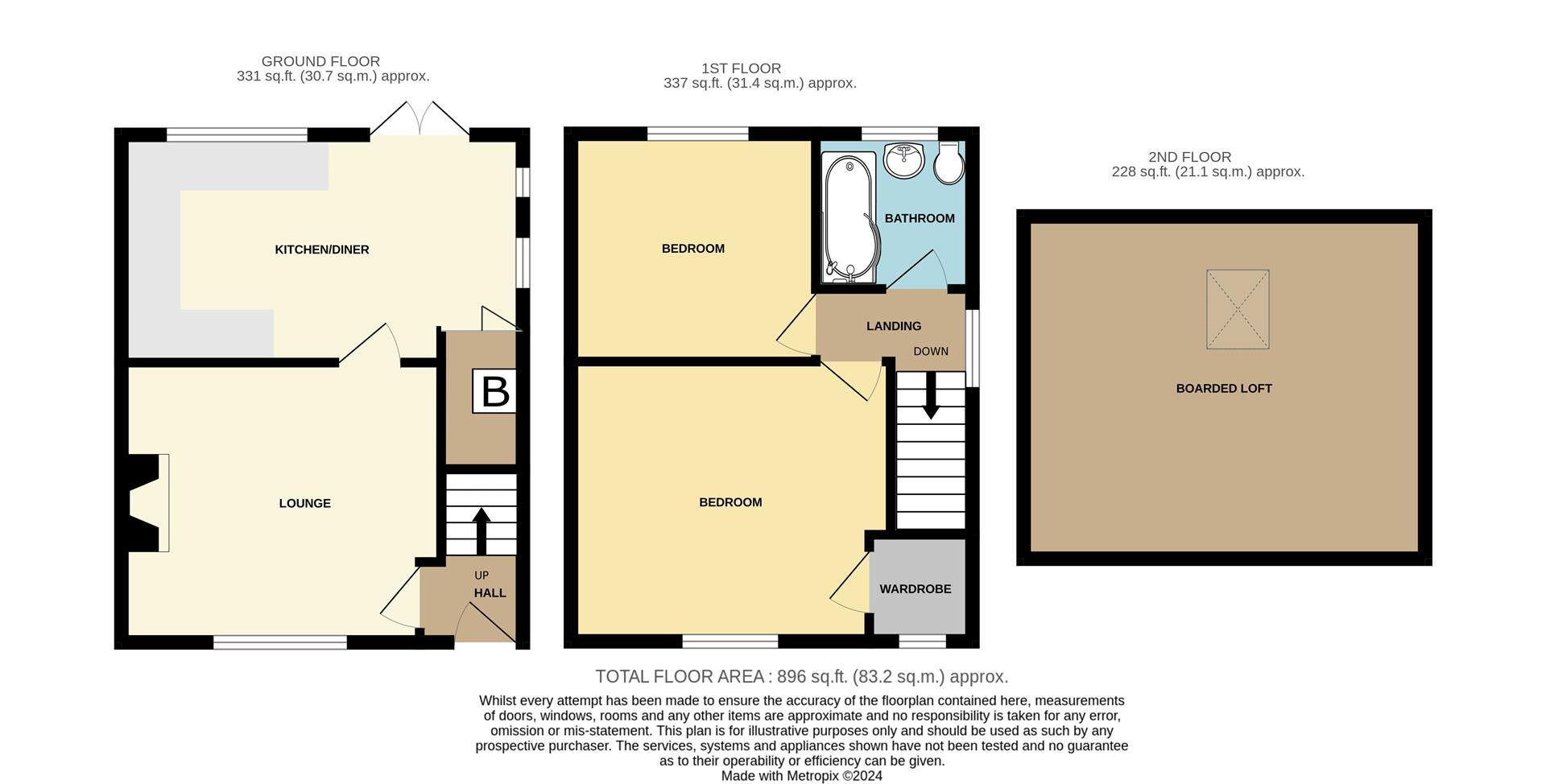 2 bed semi-detached house for sale in Walton Close, Halesowen - Property floorplan