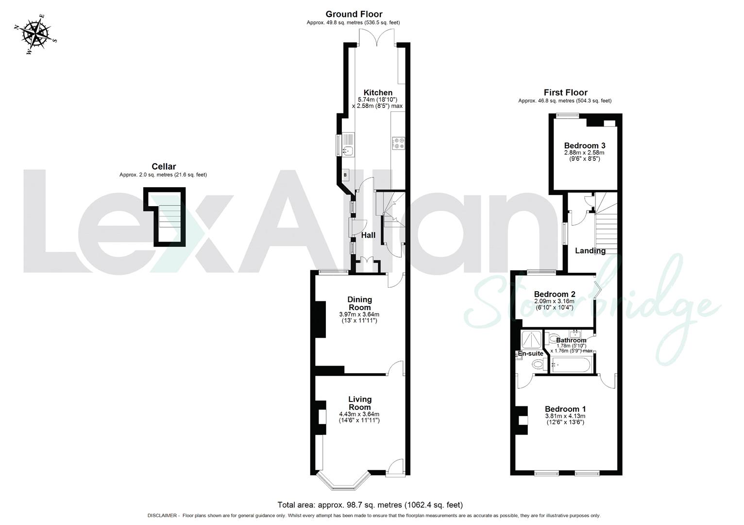 3 bed terraced house for sale in Clark Street, Stourbridge - Property floorplan