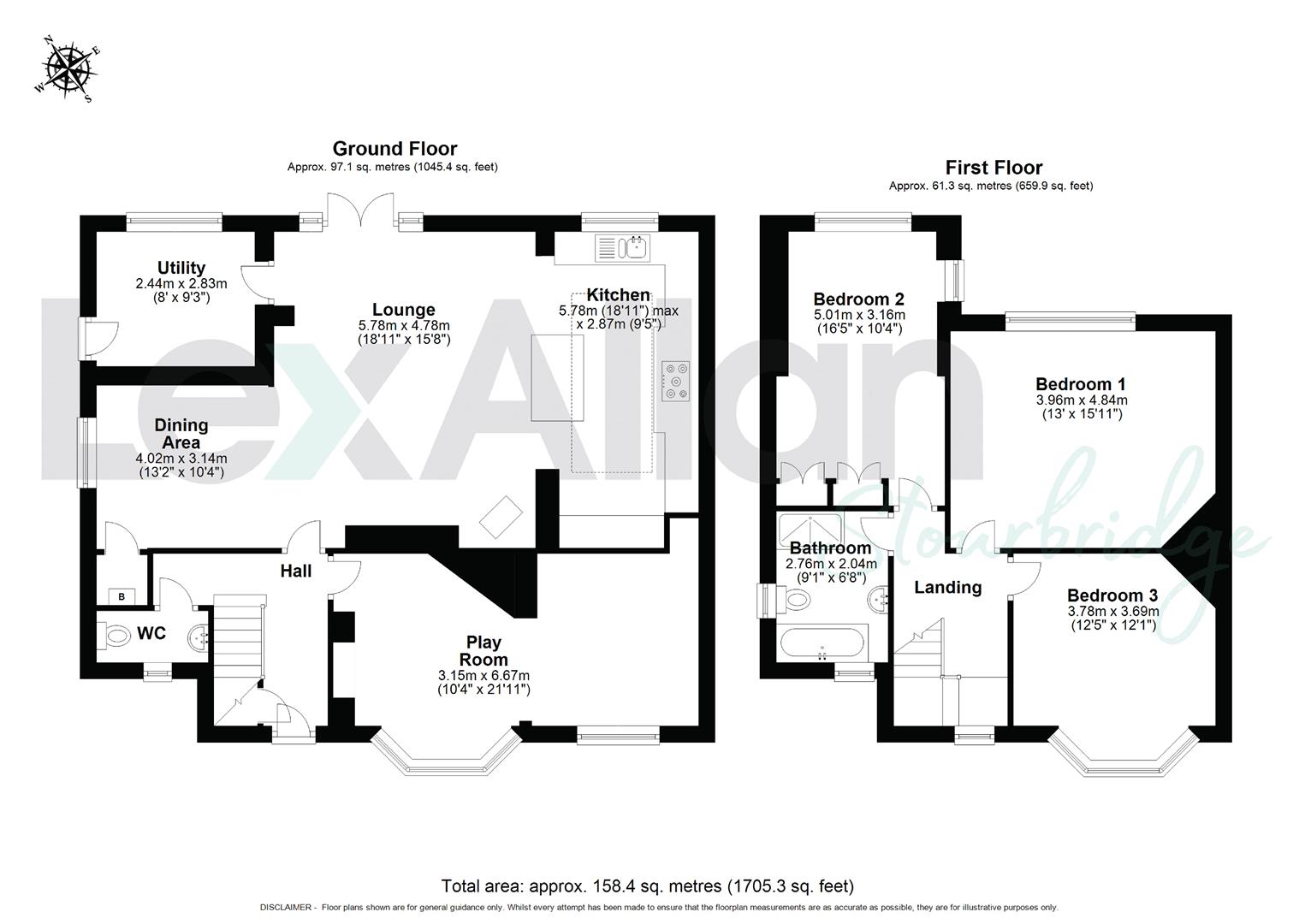 3 bed detached house for sale in Comberton Avenue, Kidderminster - Property floorplan