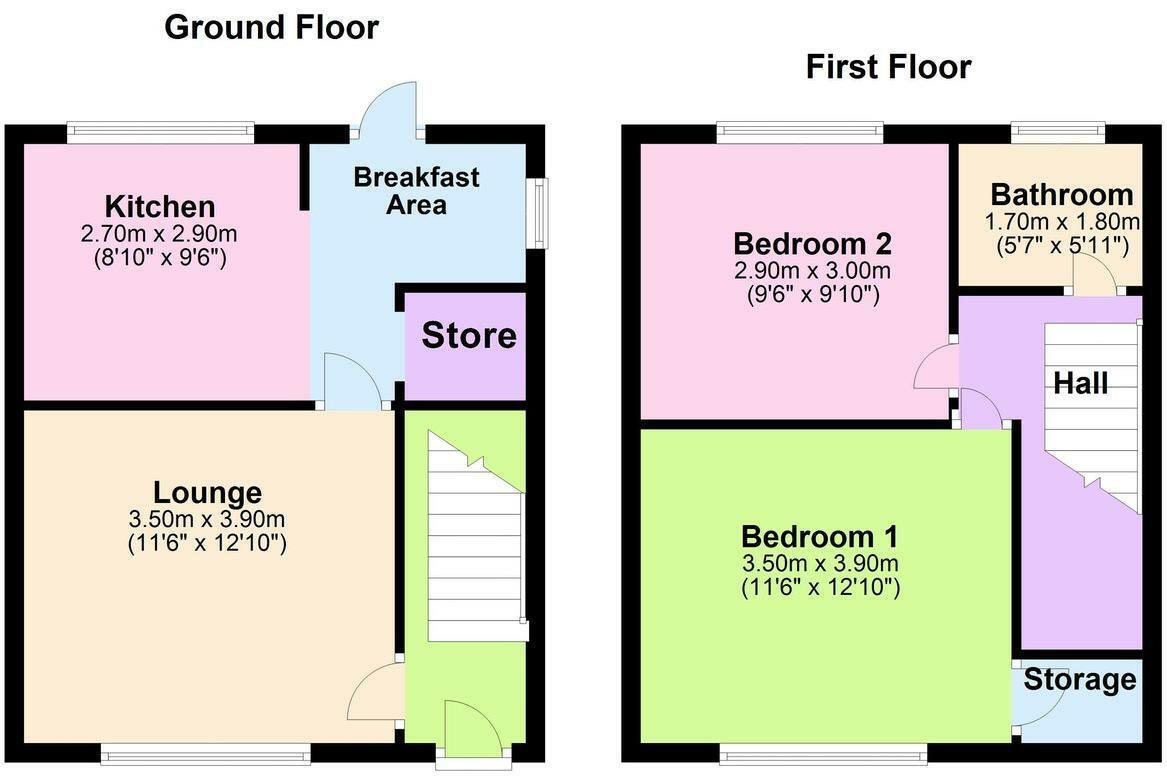 2 bed semi-detached house for sale in Hill Bank Road, Halesowen - Property floorplan