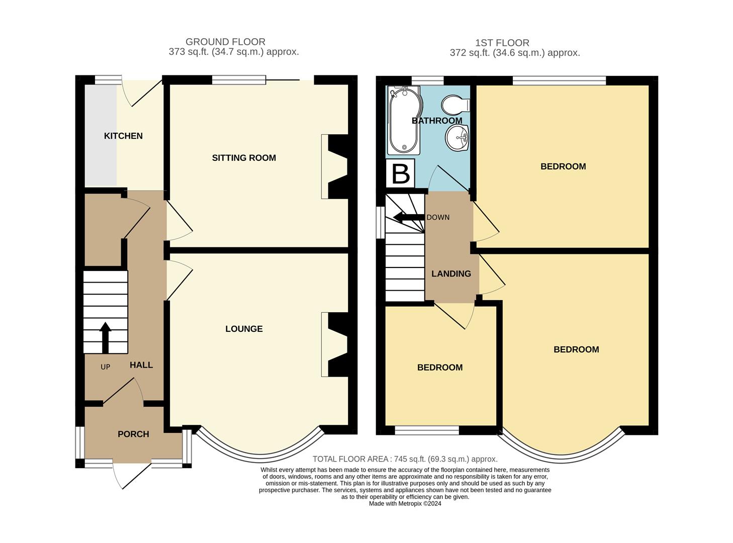 3 bed semi-detached house for sale in Lyde Green, Halesowen - Property floorplan