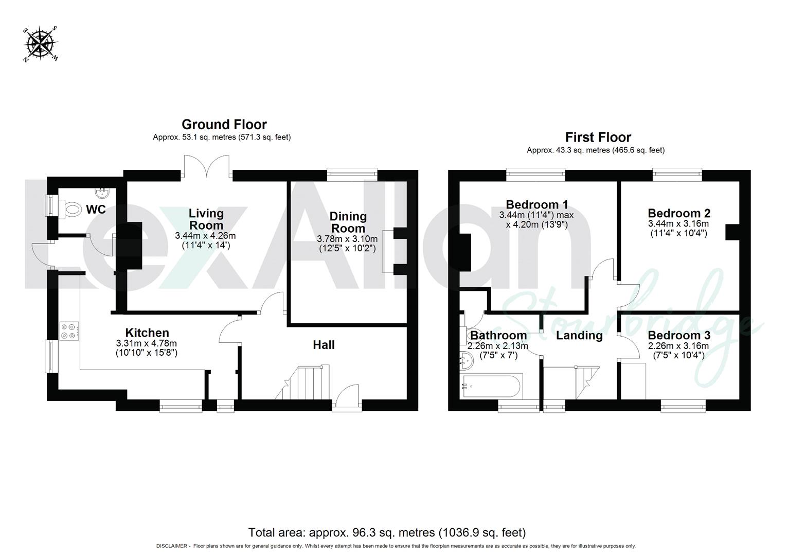 3 bed end of terrace house for sale in Shrubbery Close, Kidderminster - Property floorplan