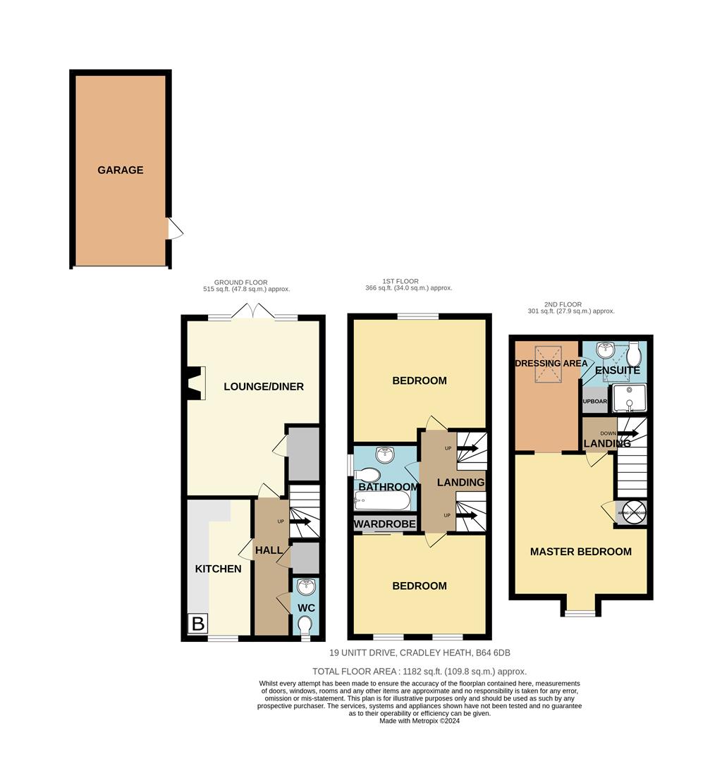 3 bed town house for sale in Unitt Drive, Cradley Heath - Property floorplan
