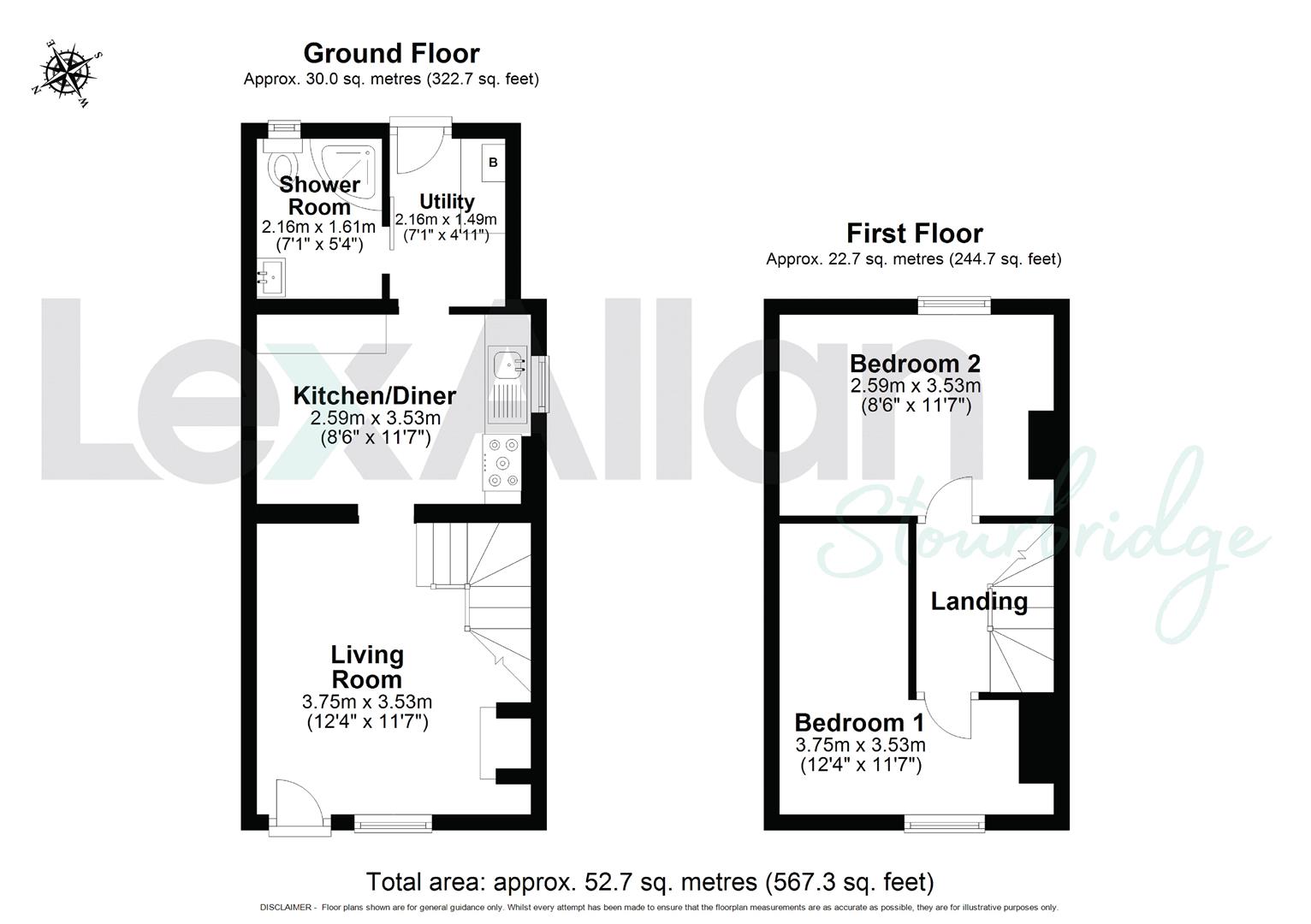 2 bed semi-detached house for sale in Birch Coppice, Brierley Hill - Property floorplan