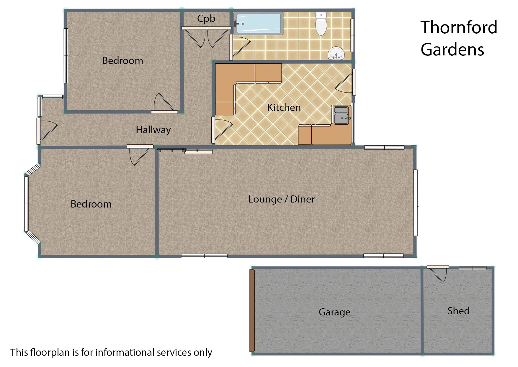 2 bed semi-detached bungalow for sale in Thornford Gardens, Southend on Sea - Property Floorplan