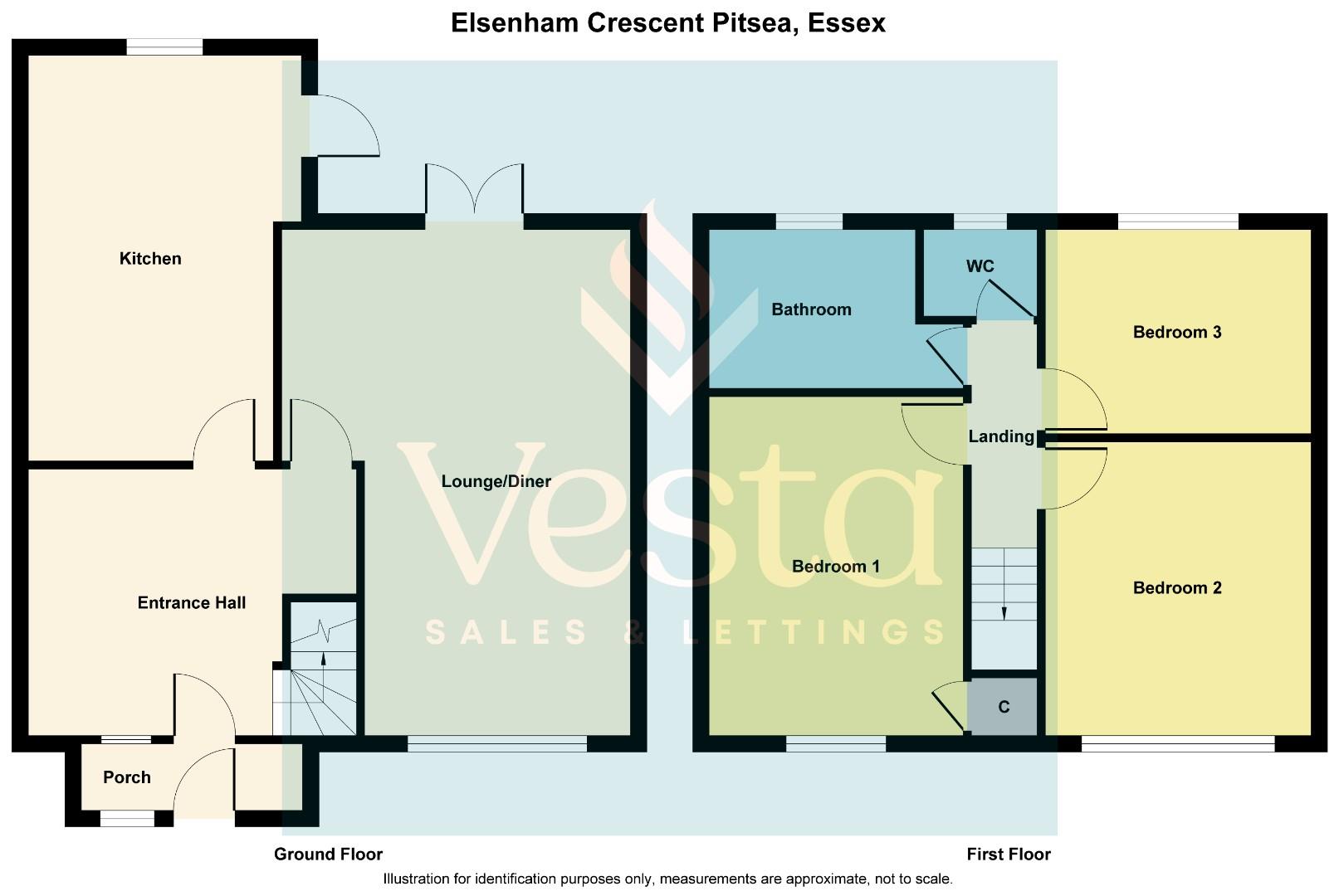 3 bed terraced house for sale in Elsenham Crescent, Pitsea - Property Floorplan